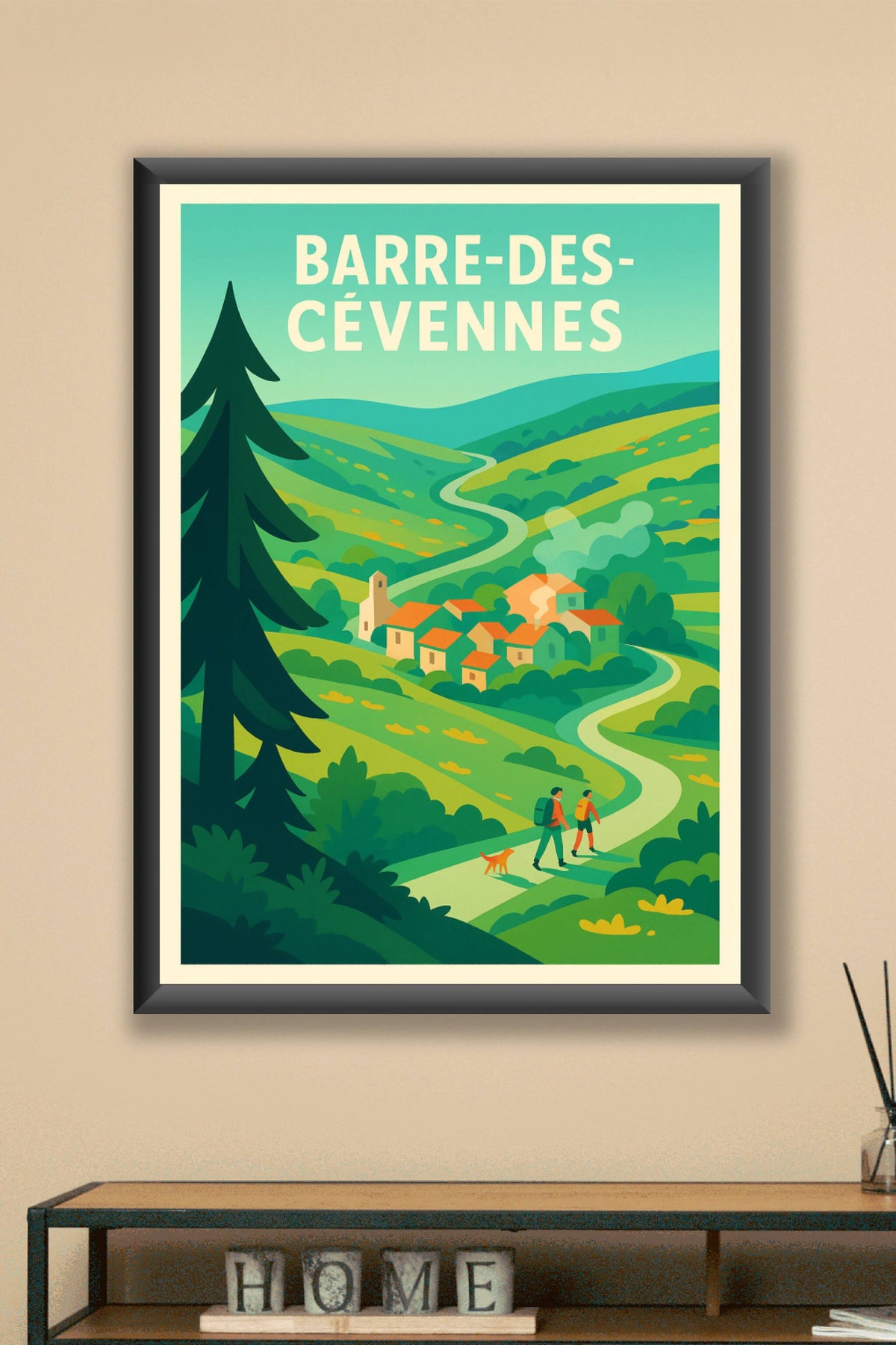 Affiche Barre-des-Cévennes — Invitation à la randonnée au cœur des montagnes · poster d'art de Barre-des-Cévennes
