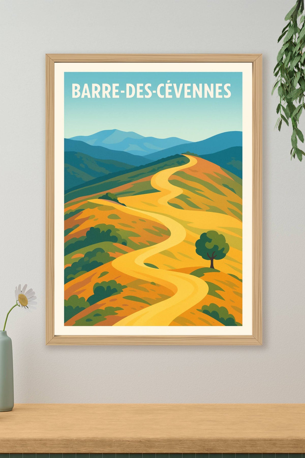 Affiche Barre-des-Cévennes — Invitation à la randonnée en pleine nature · poster d'art de Barre-des-Cévennes