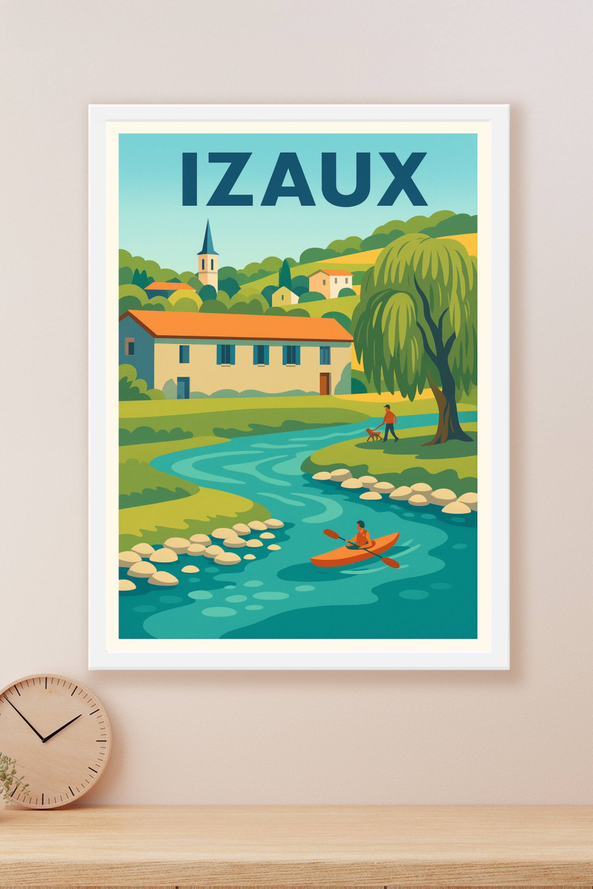 Affiche Izaux — Évasion bucolique au fil de l'eau · poster d'art de Izaux