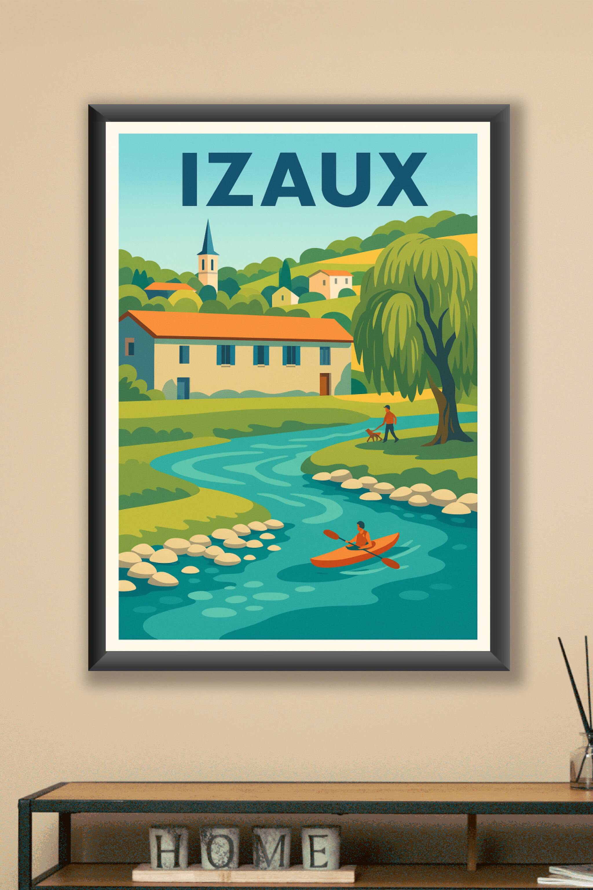 Affiche Izaux — Évasion bucolique au fil de l'eau · poster d'art de Izaux