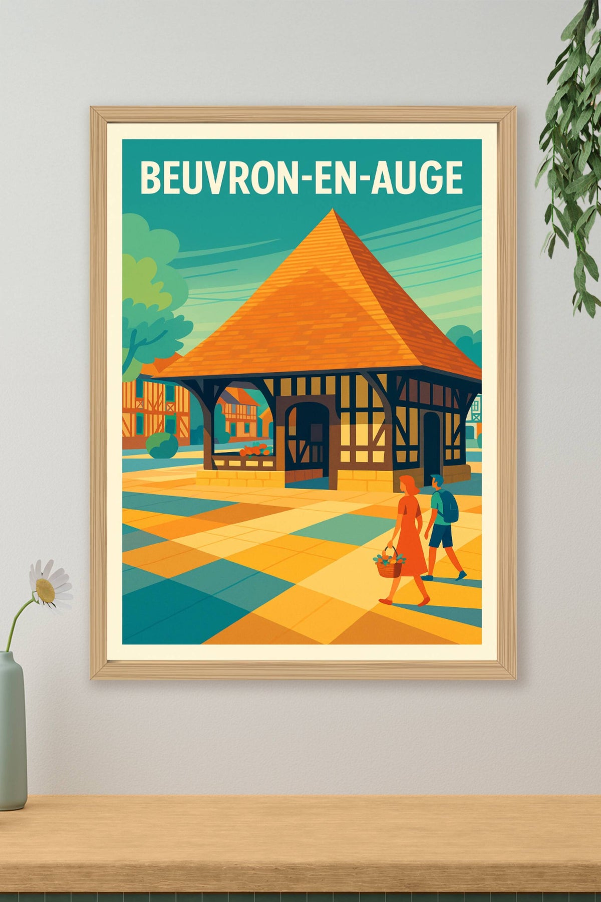 Affiche Beuvron-en-Auge — Charme intemporel du Pays d'Auge · poster d'art de Beuvron-en-Auge