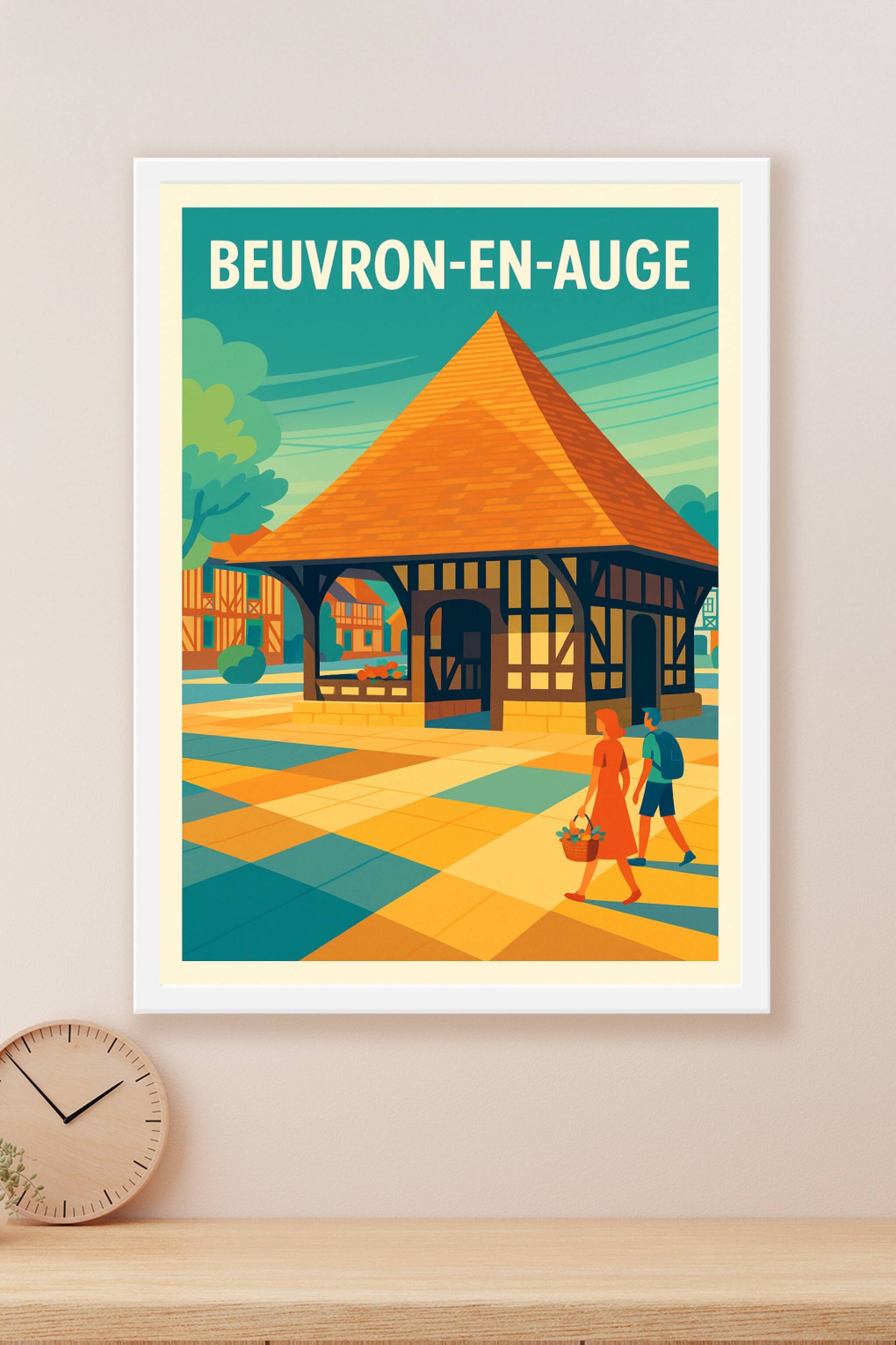 Affiche Beuvron-en-Auge — Charme intemporel du Pays d'Auge · poster d'art de Beuvron-en-Auge