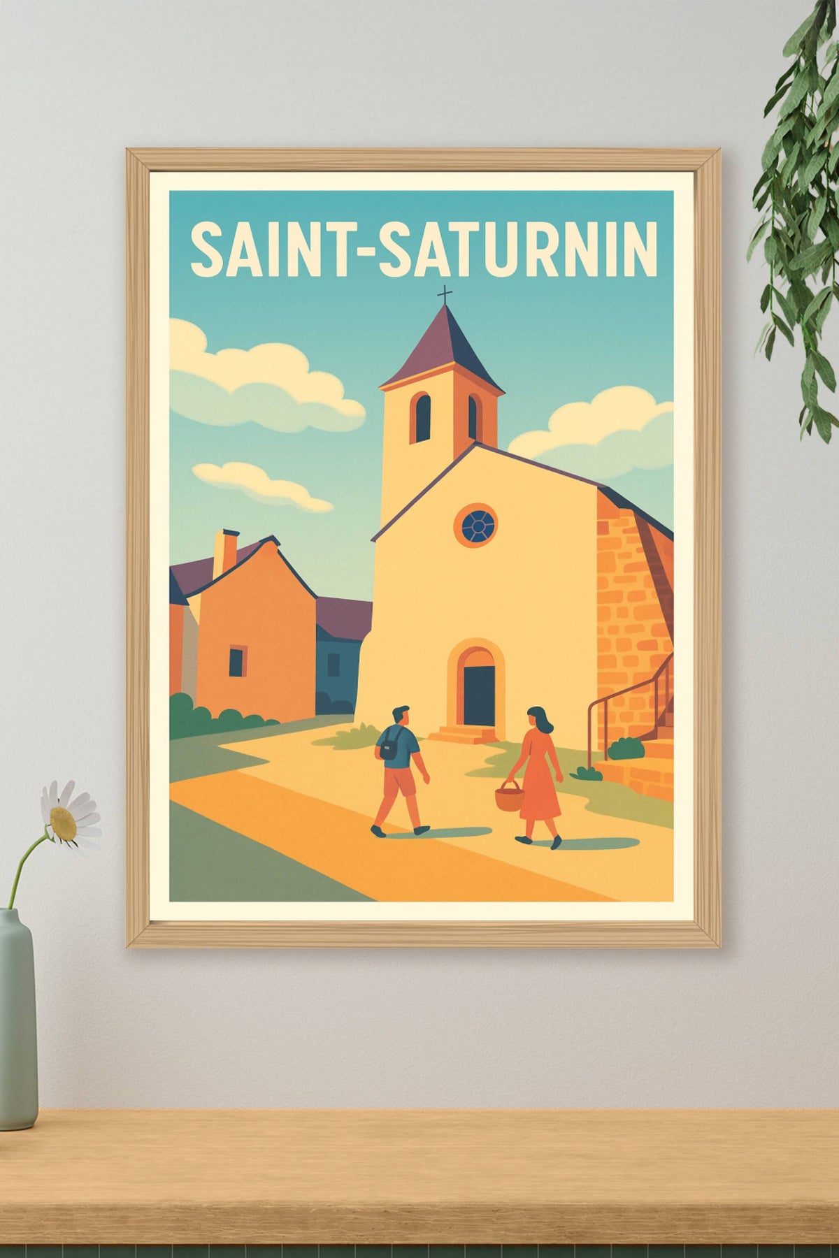 Affiche Saint-Saturnin — Charme villageois intemporel · poster d'art de Saint-Saturnin