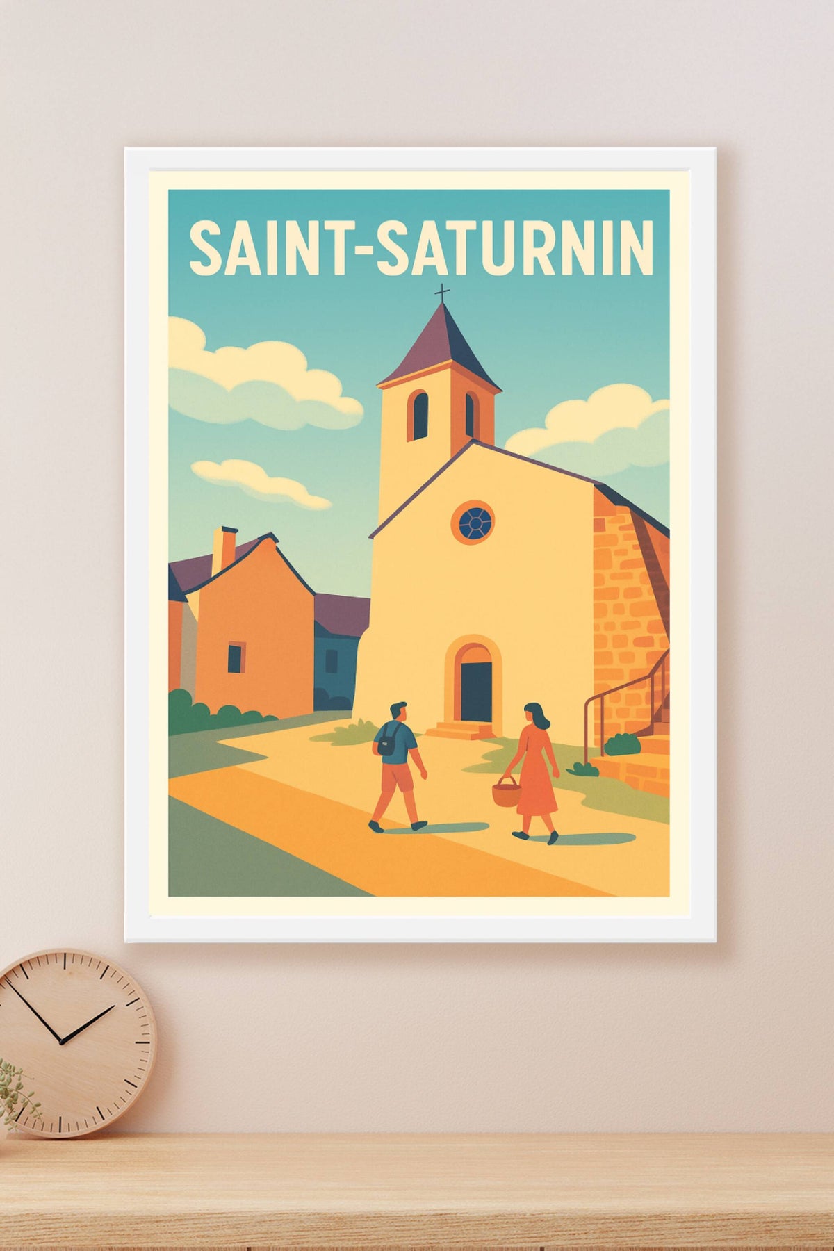 Affiche Saint-Saturnin — Charme villageois intemporel · poster d'art de Saint-Saturnin