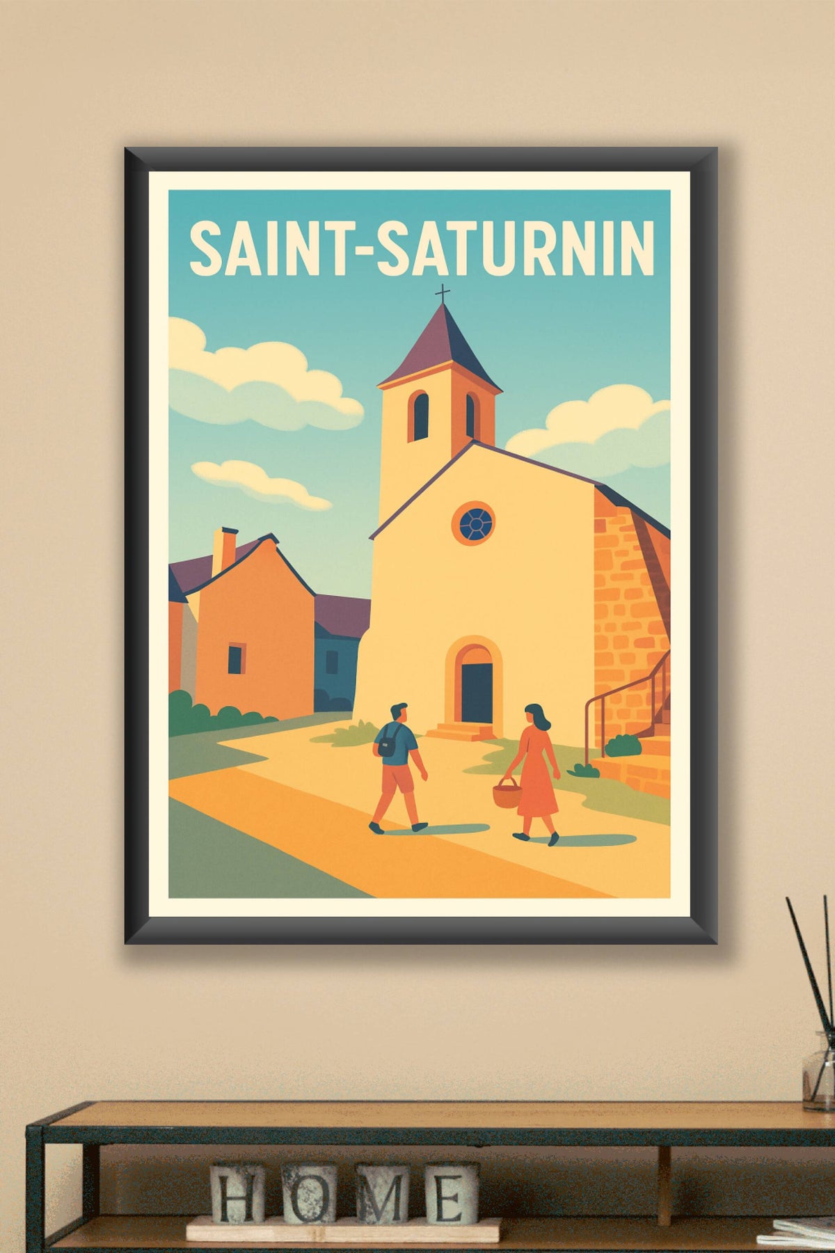 Affiche Saint-Saturnin — Charme villageois intemporel · poster d'art de Saint-Saturnin