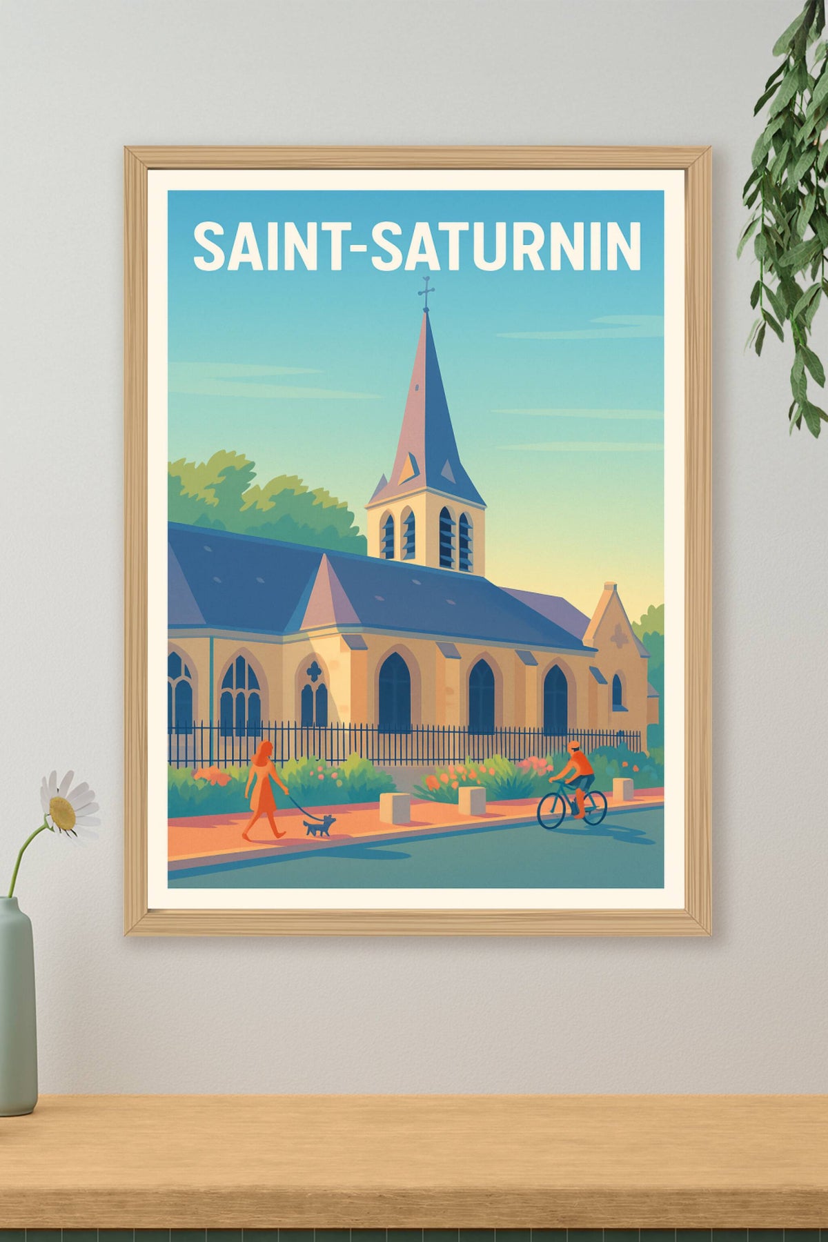 Affiche Saint-Saturnin — Sérénité au cœur du village · poster d'art de Saint-Saturnin