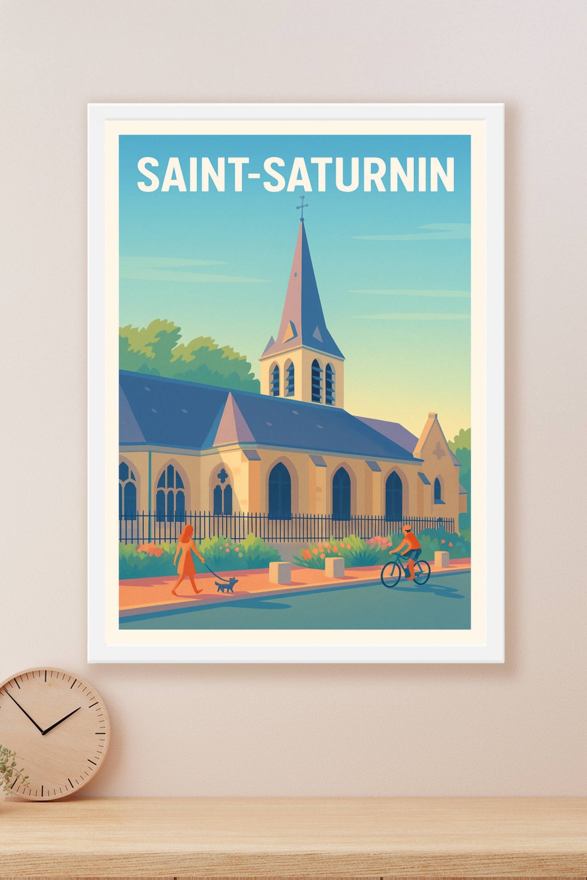 Affiche Saint-Saturnin — Sérénité au cœur du village · poster d'art de Saint-Saturnin