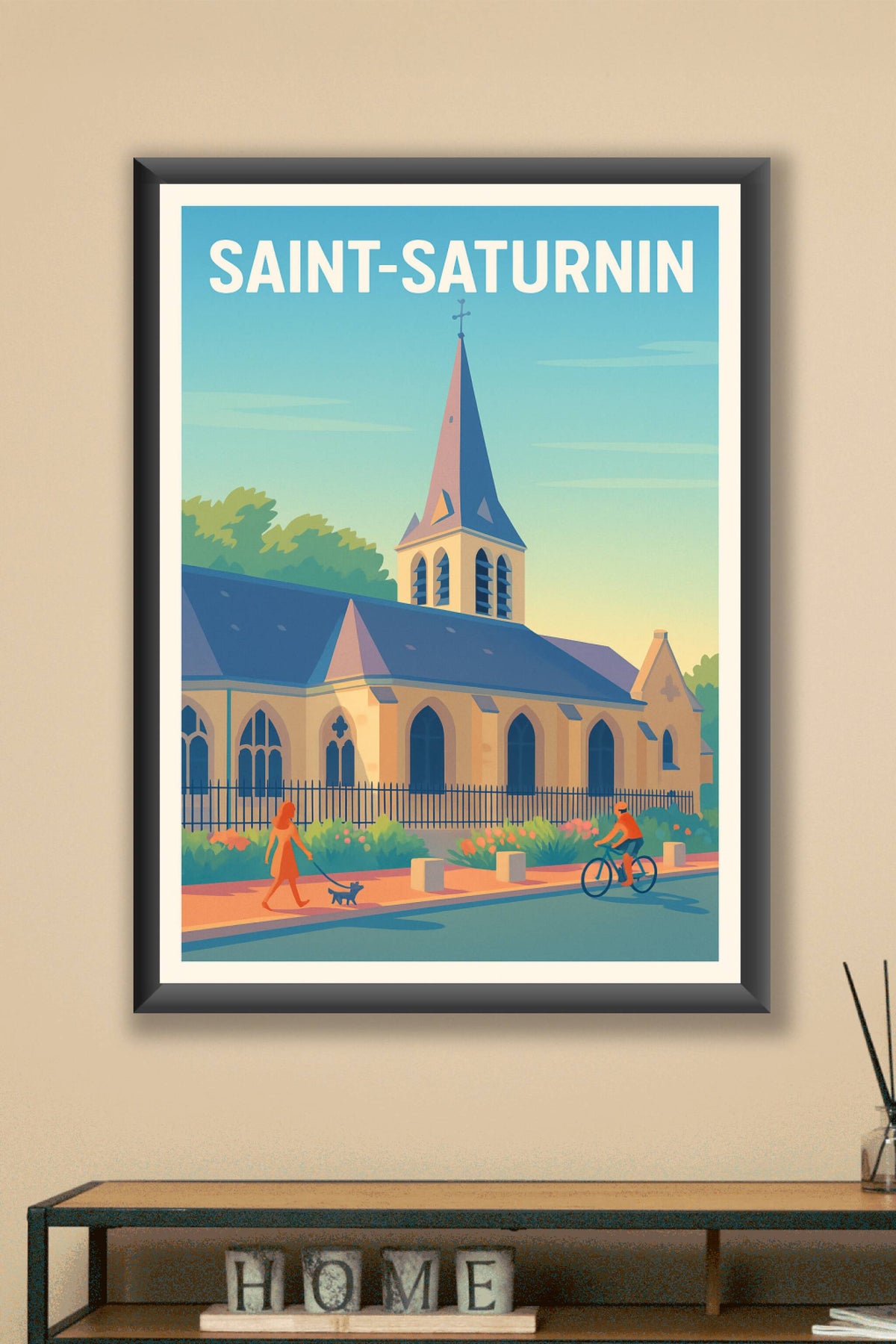 Affiche Saint-Saturnin — Sérénité au cœur du village · poster d'art de Saint-Saturnin