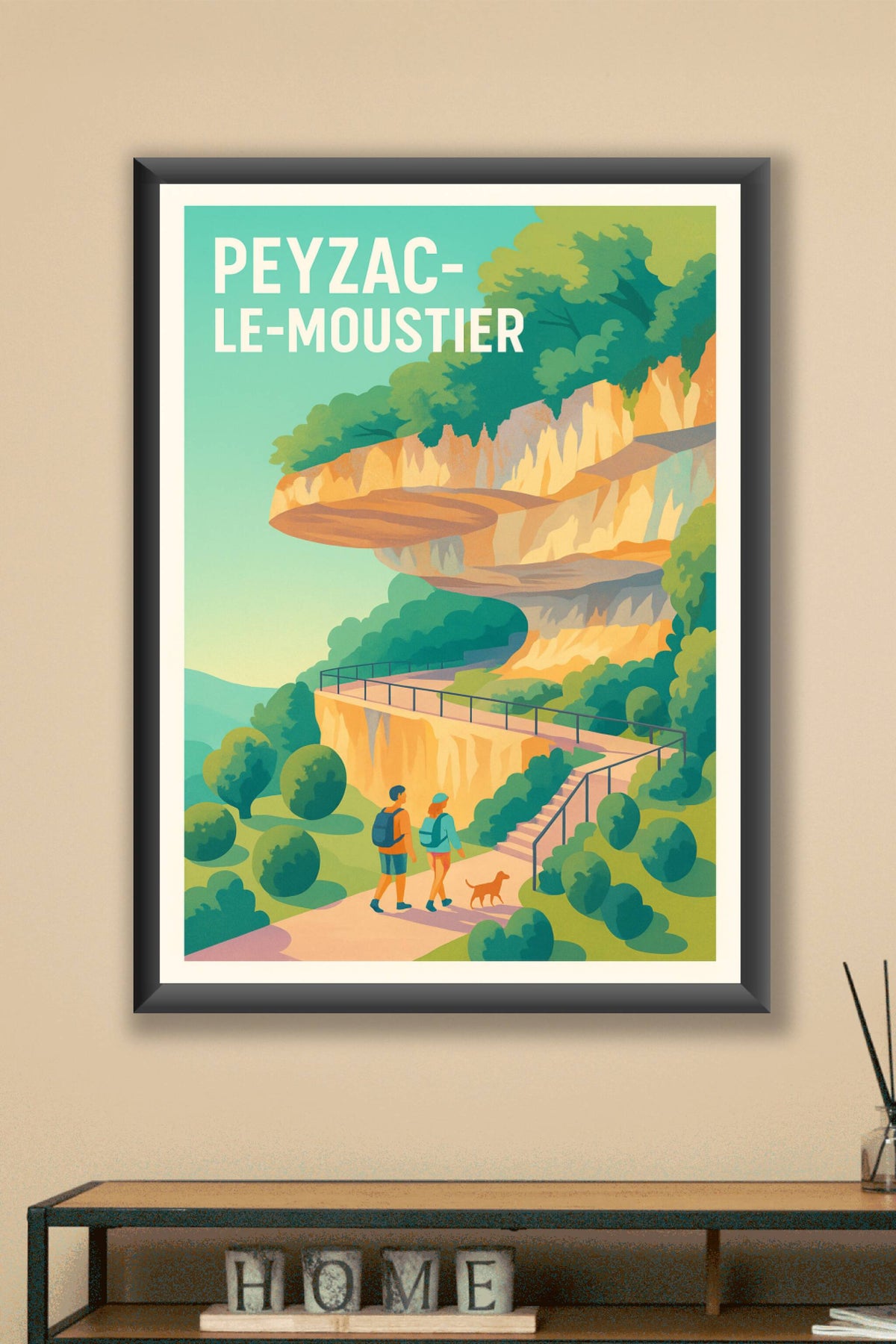 Affiche Peyzac-le-Moustier — Balade au cœur des paysages préhistoriques · poster d'art de Peyzac-le-Moustier
