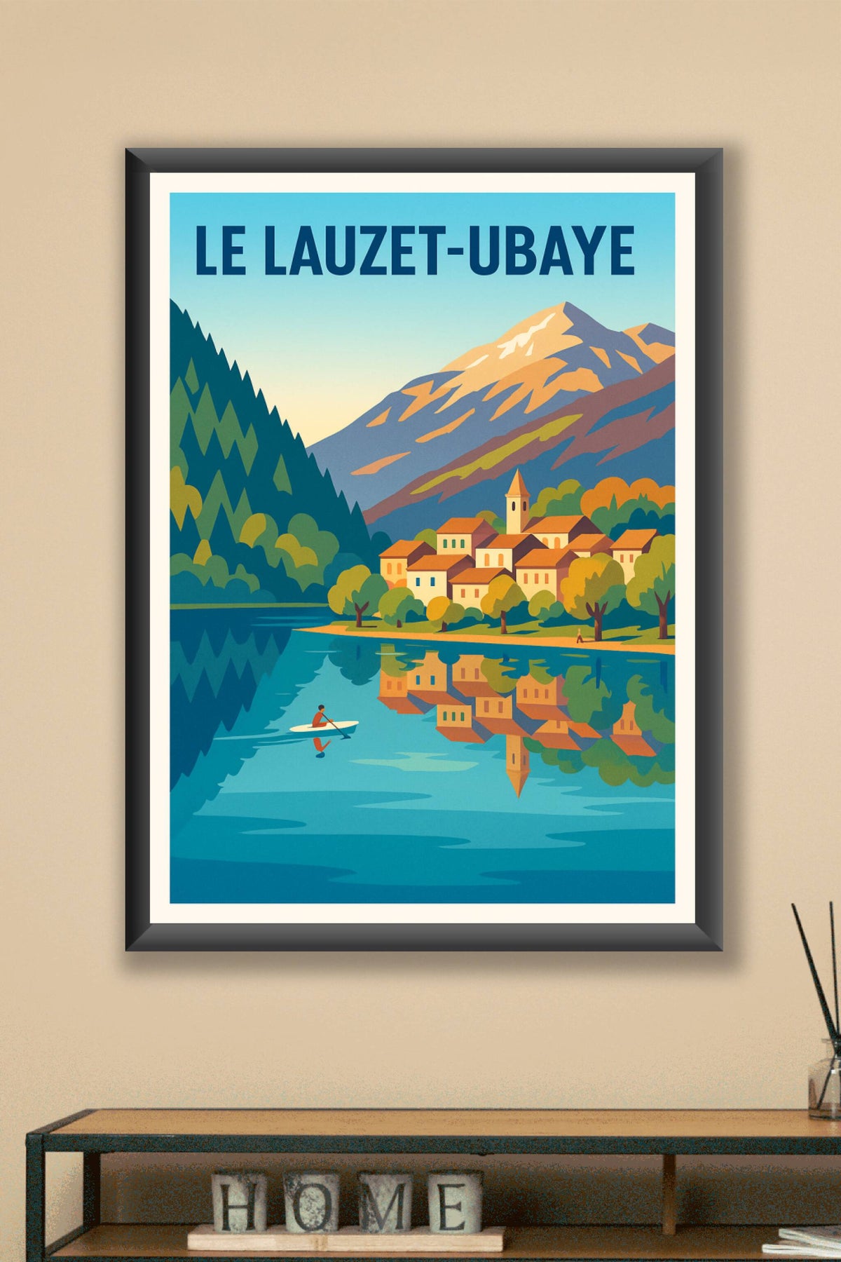 Affiche Le Lauzet-Ubaye — Tranquillité au bord du lac · poster d'art de Le Lauzet-Ubaye