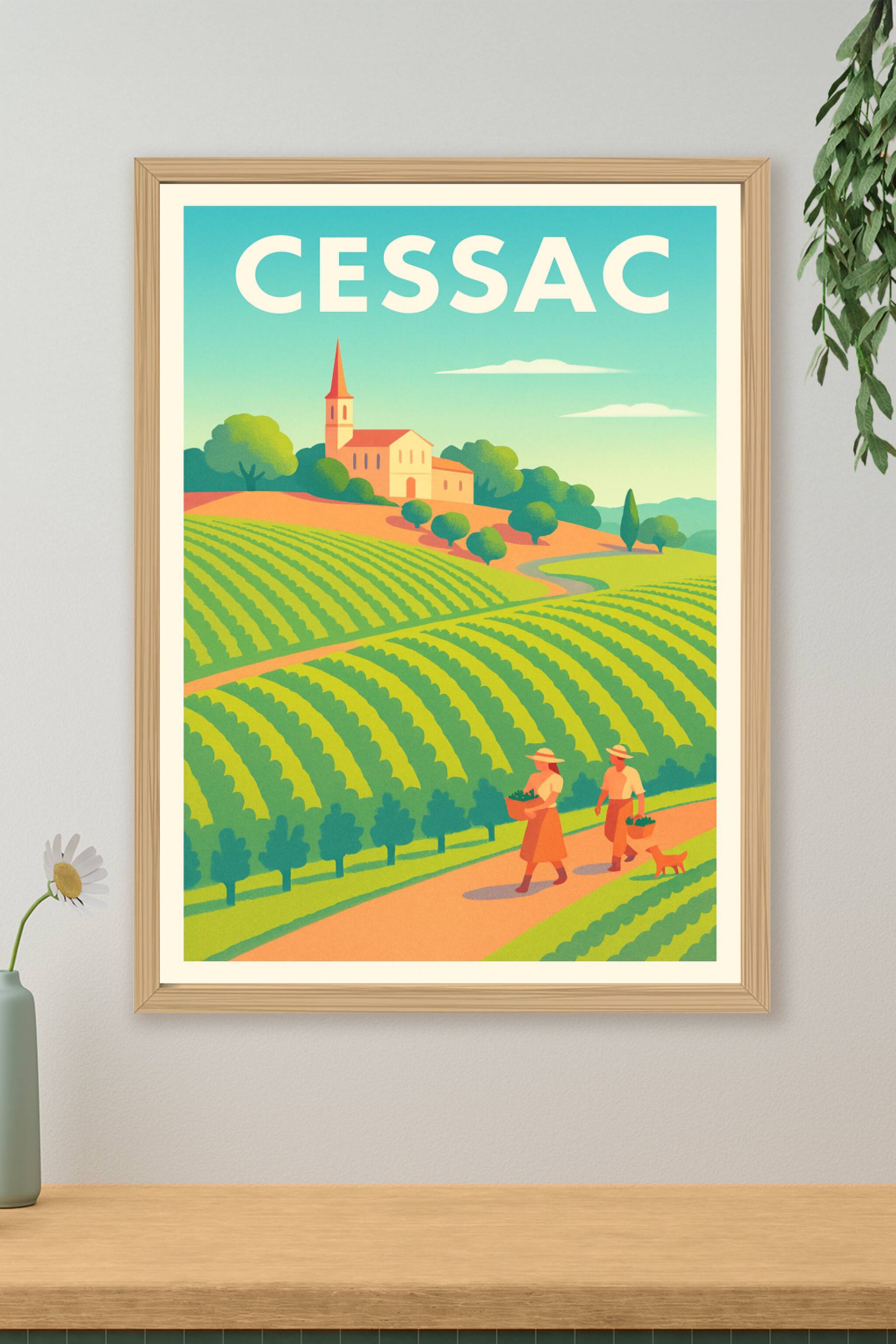 Affiche Cessac — Charme bucolique des vignobles · poster d'art de Cessac