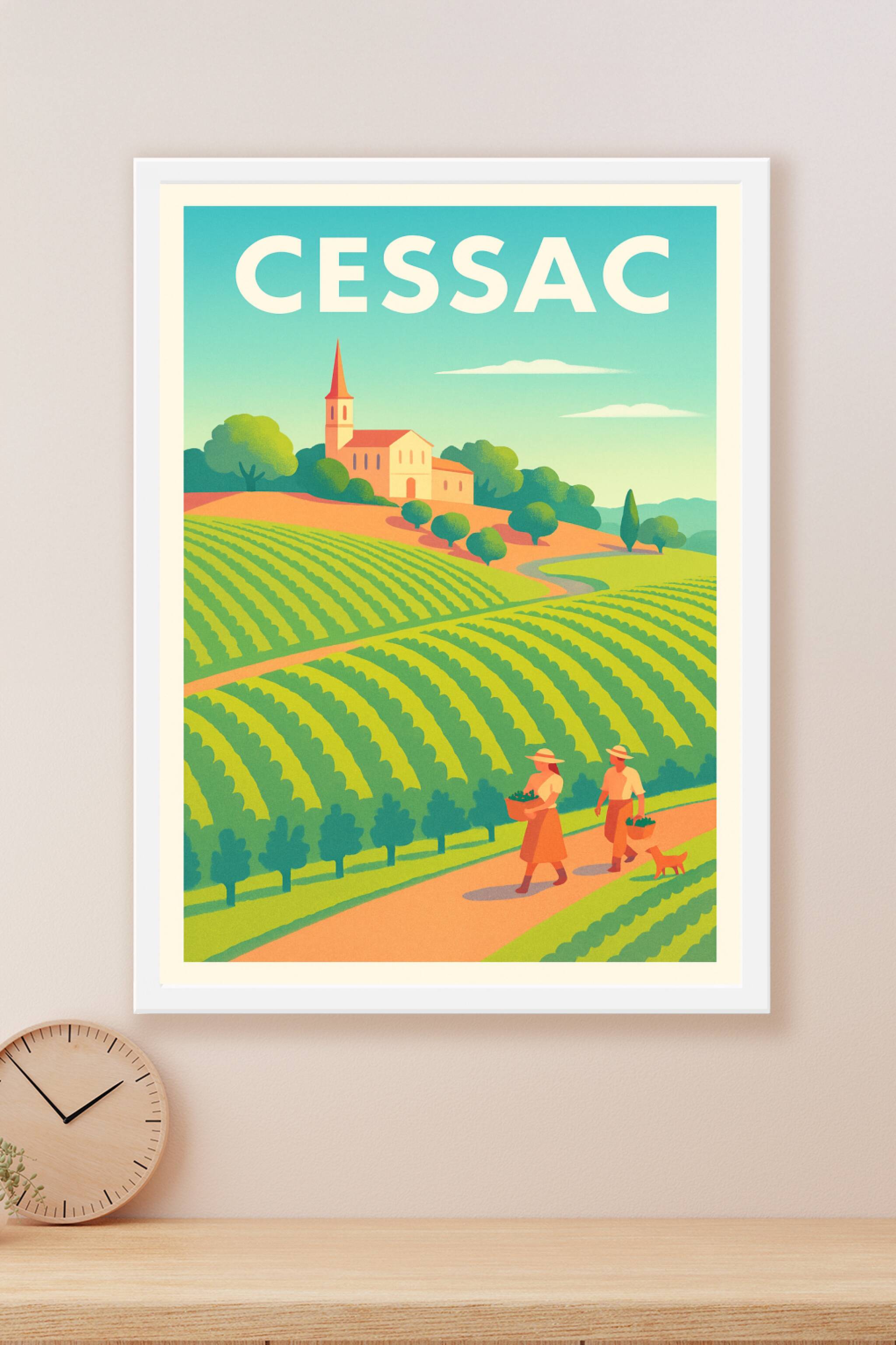 Affiche Cessac — Charme bucolique des vignobles · poster d'art de Cessac