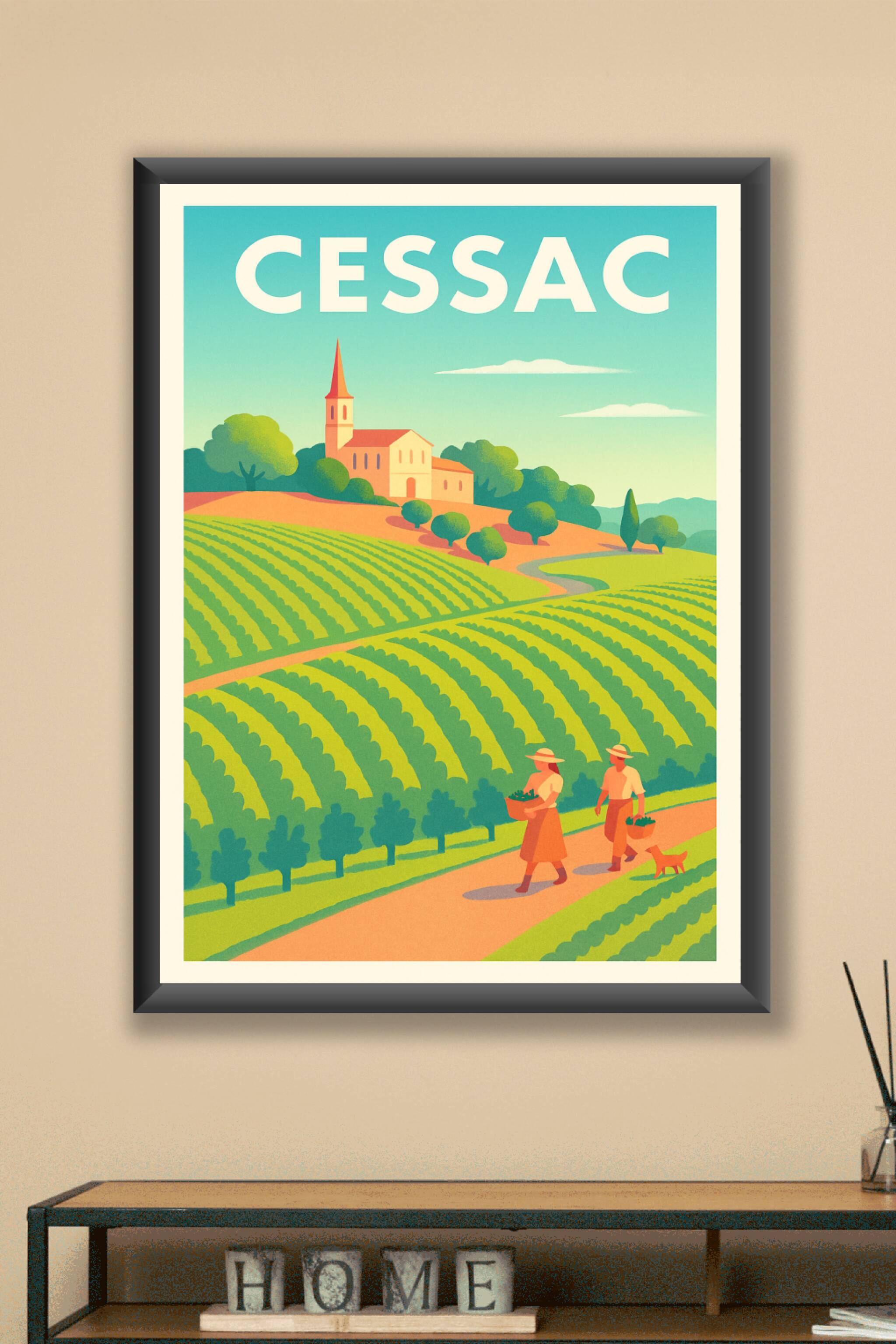 Affiche Cessac — Charme bucolique des vignobles · poster d'art de Cessac