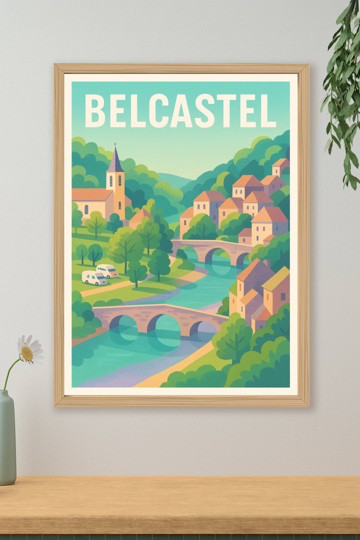 Affiche Belcastel — Charme bucolique au cœur de la nature · poster d'art de Belcastel