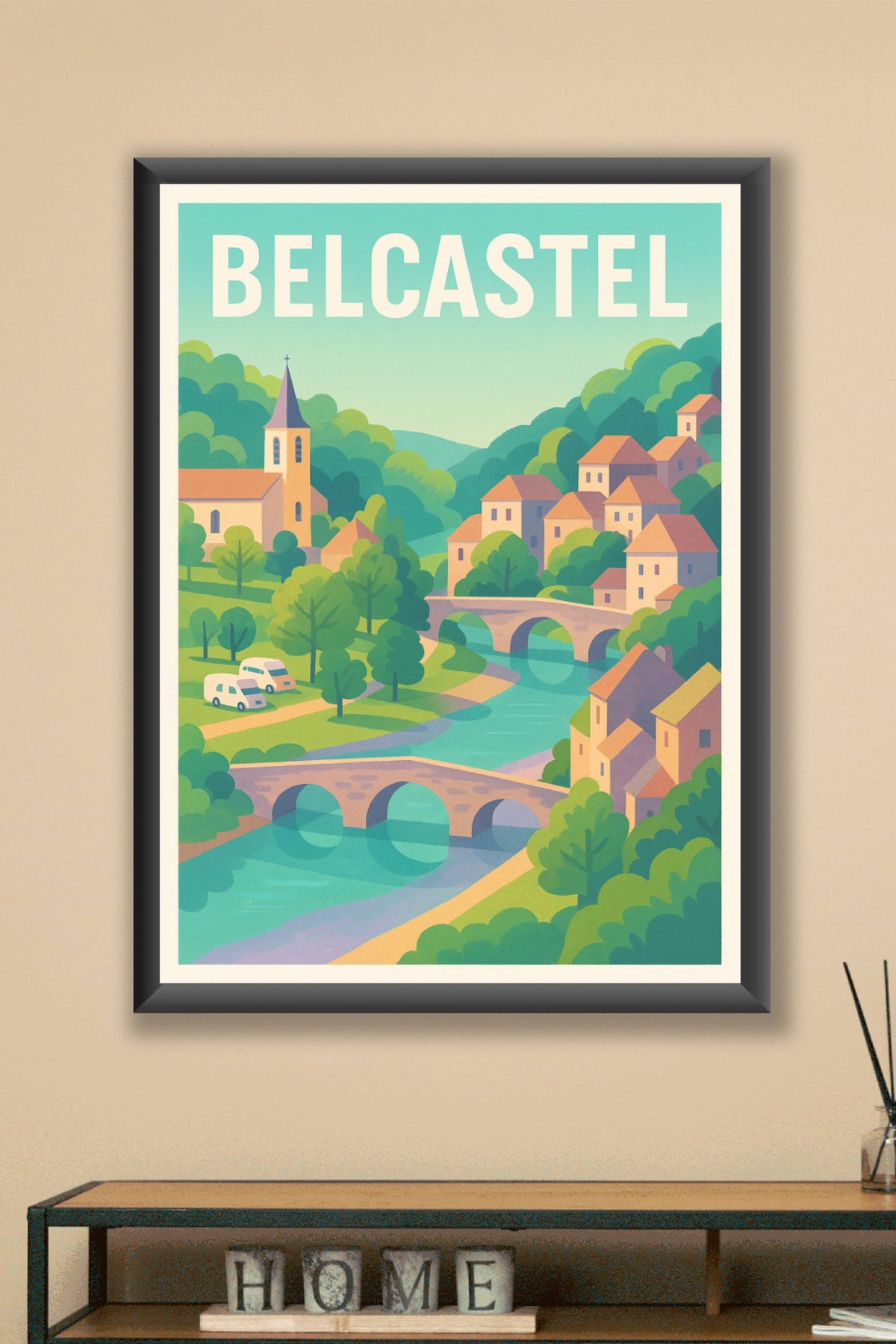 Affiche Belcastel — Charme bucolique au cœur de la nature · poster d'art de Belcastel