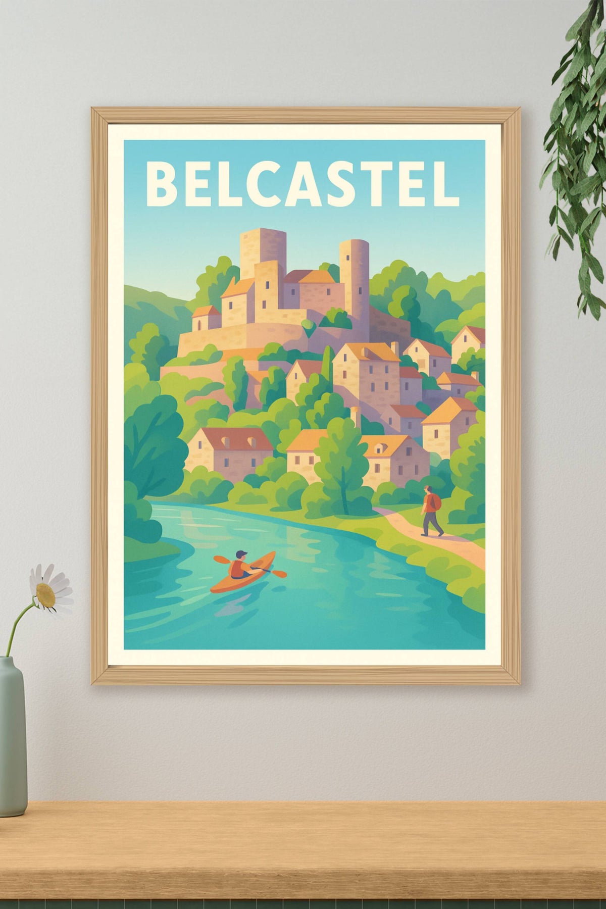 Affiche Belcastel — Escapade bucolique au bord de l'eau · poster d'art de Belcastel