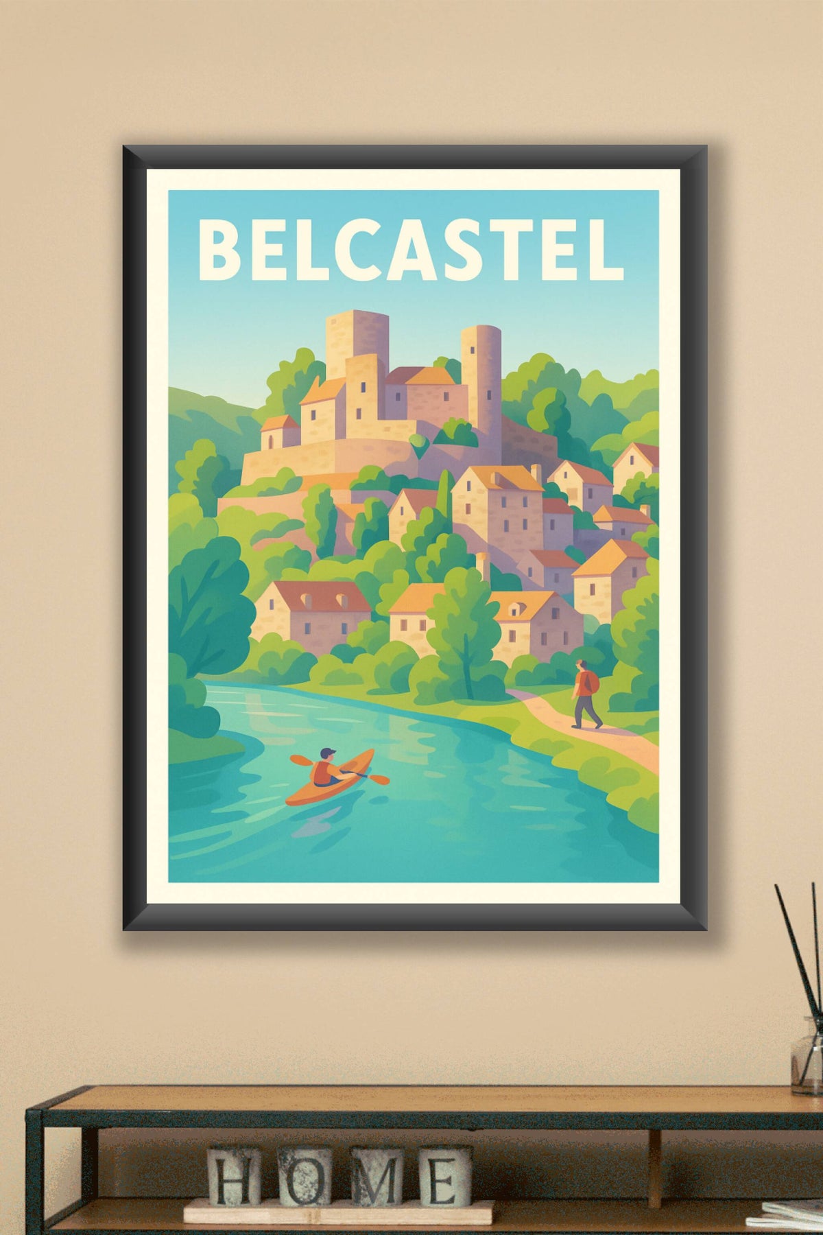 Affiche Belcastel — Escapade bucolique au bord de l'eau · poster d'art de Belcastel