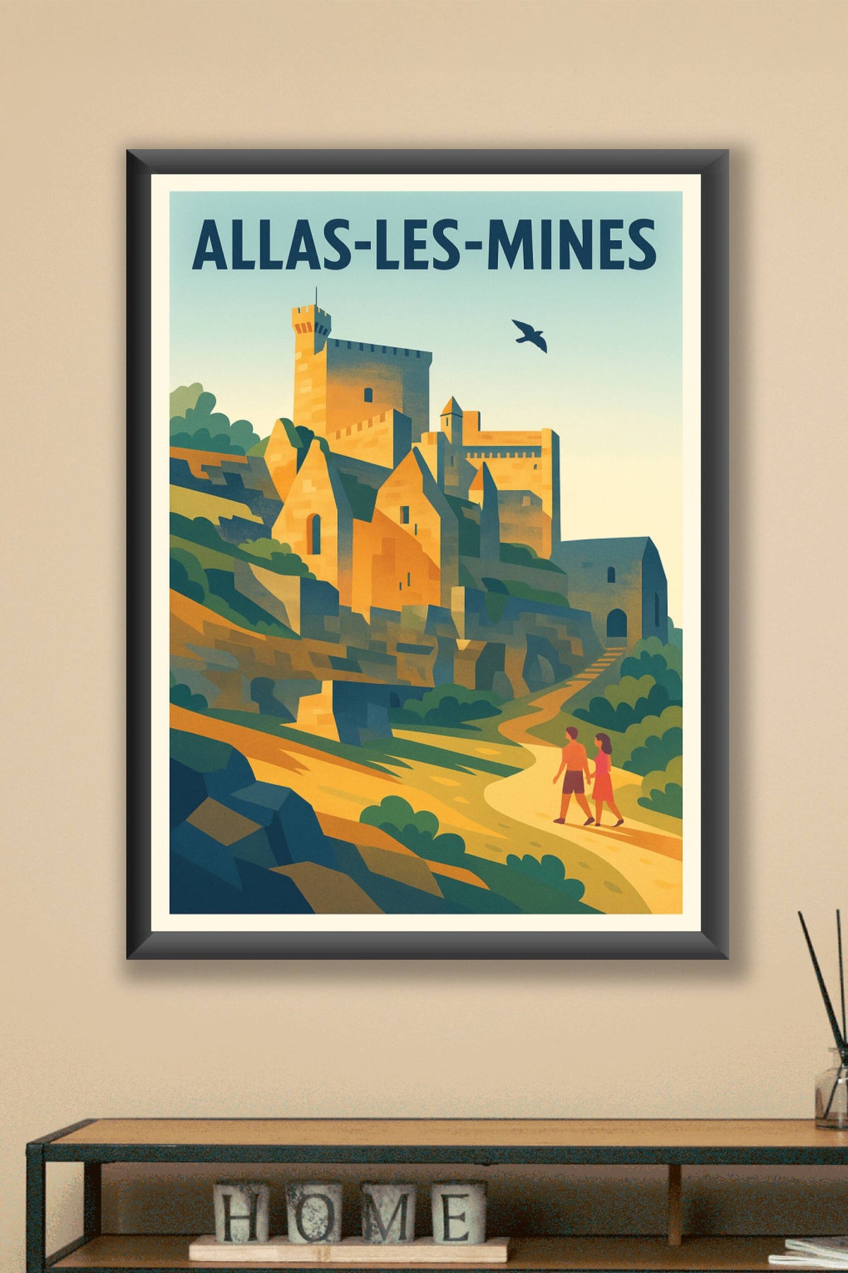 Affiche Allas-les-Mines — Voyage au cœur du patrimoine médiéval · poster d'art de Allas-les-Mines