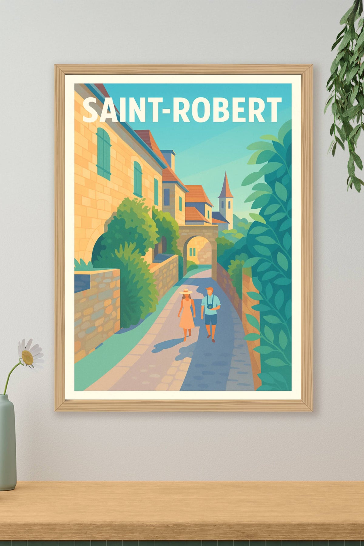Affiche Saint-Robert — Promenade au cœur d'un village médiéval · poster d'art de Saint-Robert