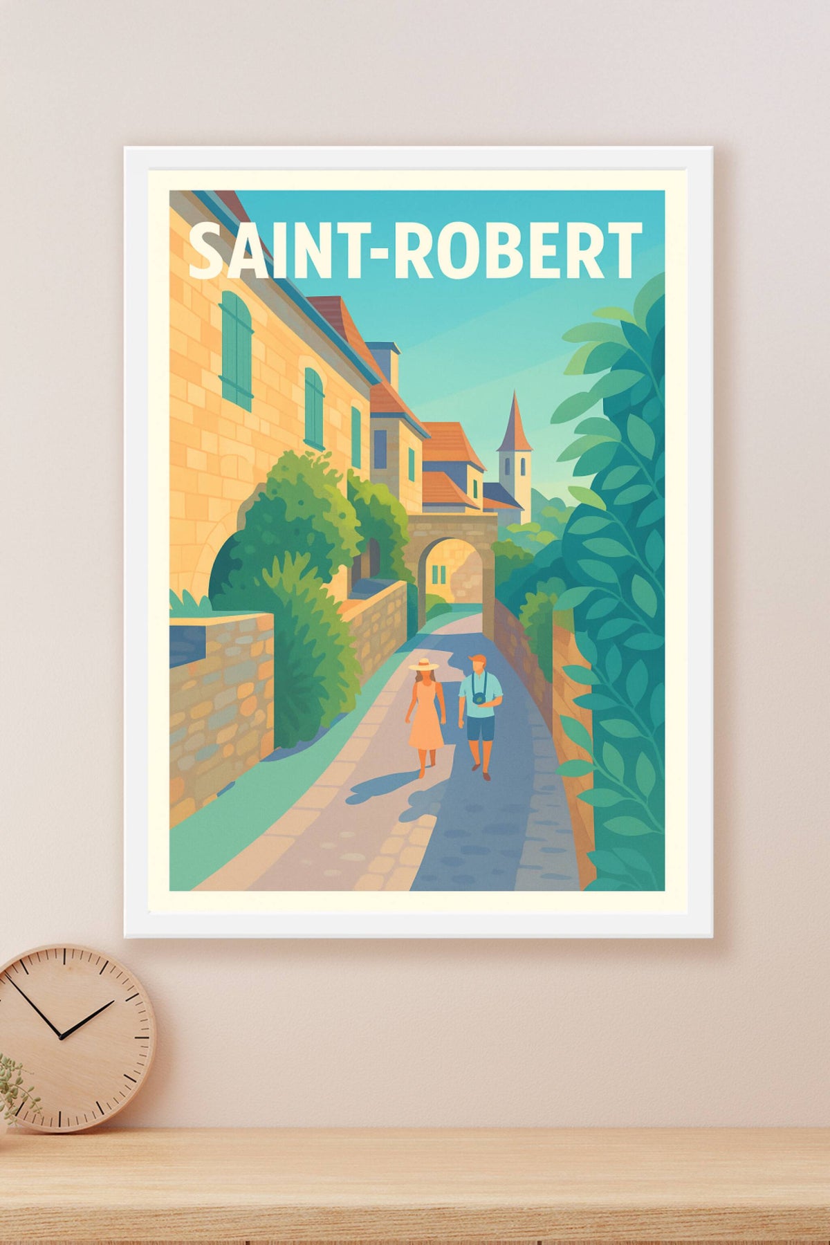 Affiche Saint-Robert — Promenade au cœur d'un village médiéval · poster d'art de Saint-Robert