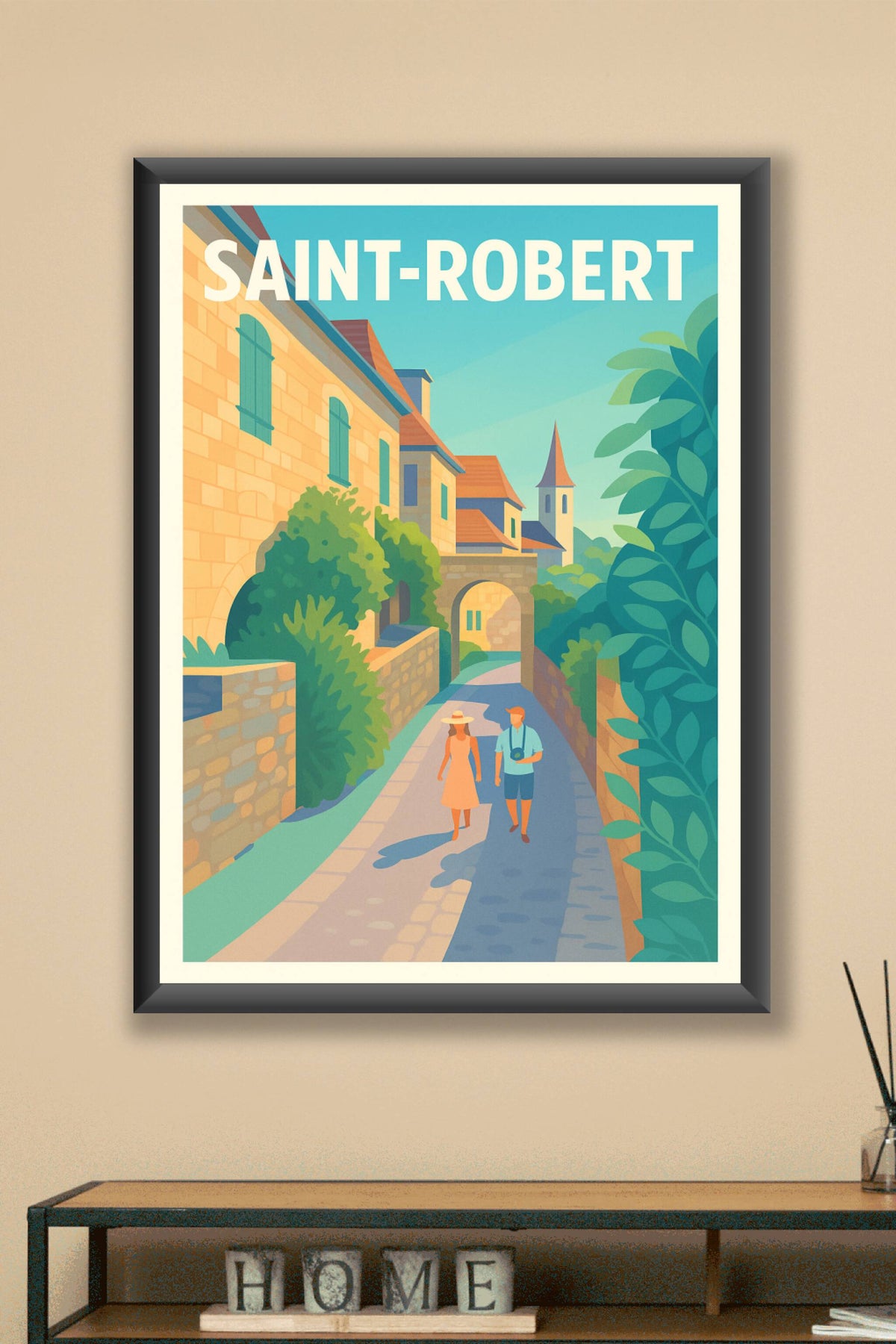 Affiche Saint-Robert — Promenade au cœur d'un village médiéval · poster d'art de Saint-Robert