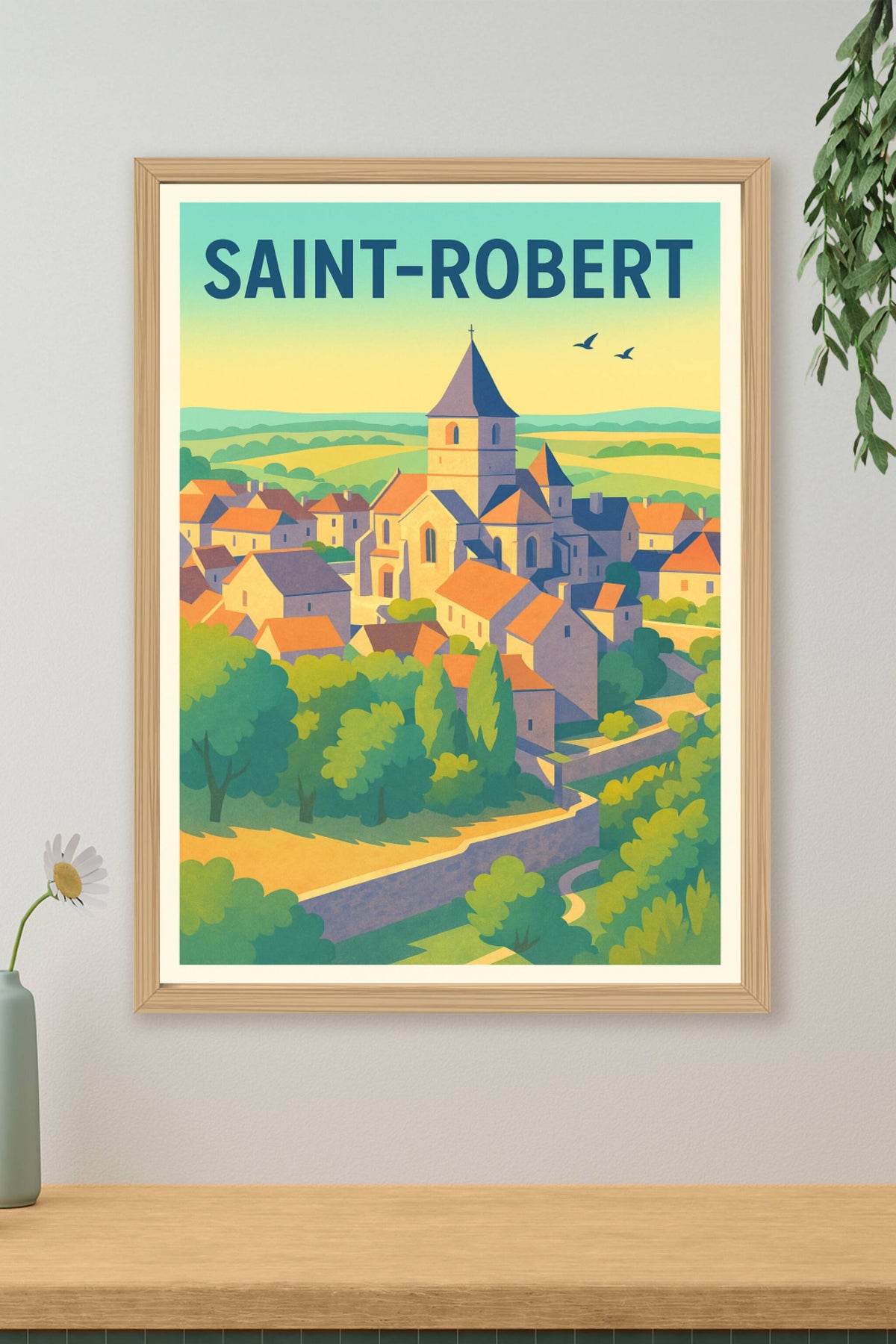 Affiche Saint-Robert — Village pittoresque du Limousin · poster d'art de Saint-Robert