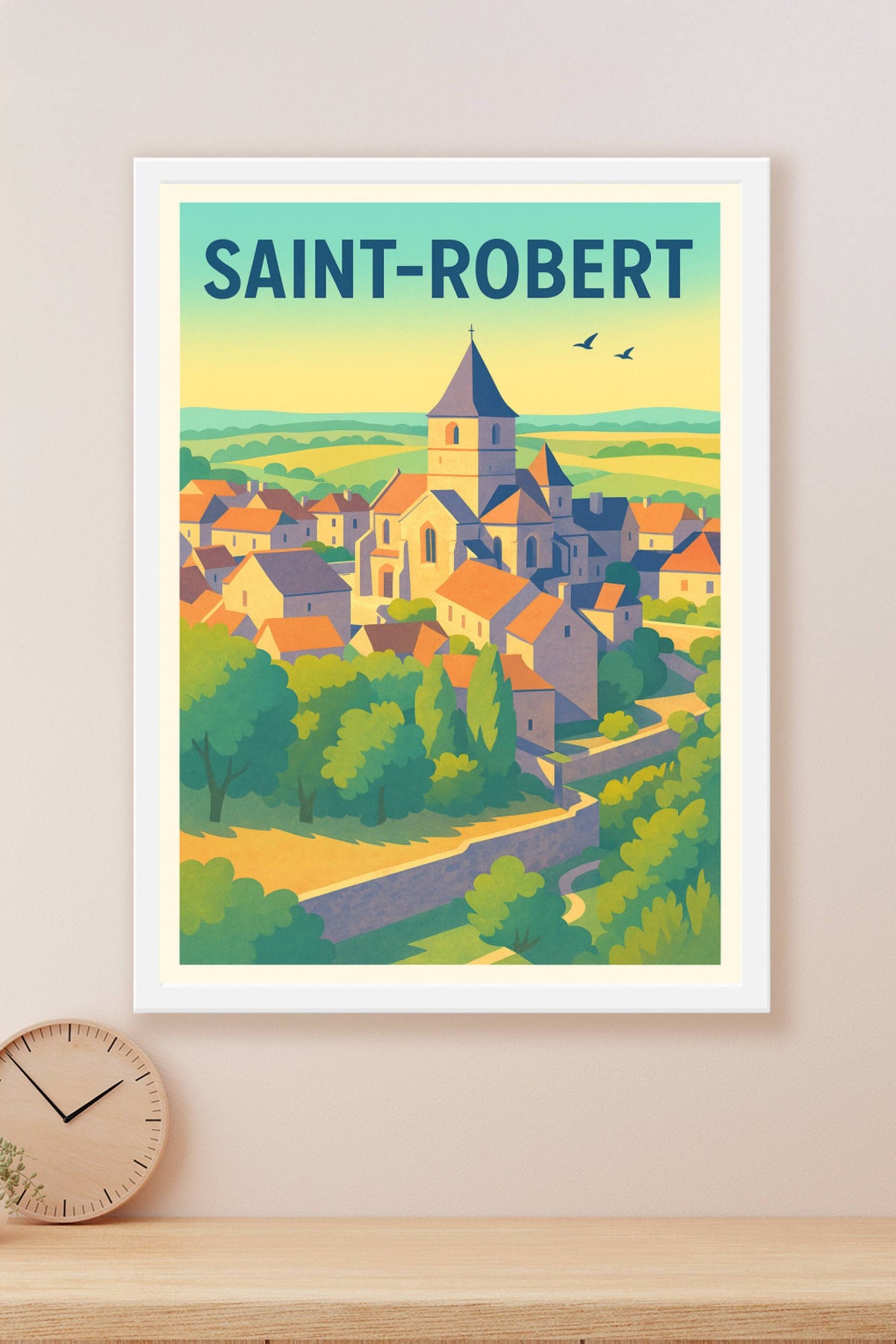 Affiche Saint-Robert — Village pittoresque du Limousin · poster d'art de Saint-Robert