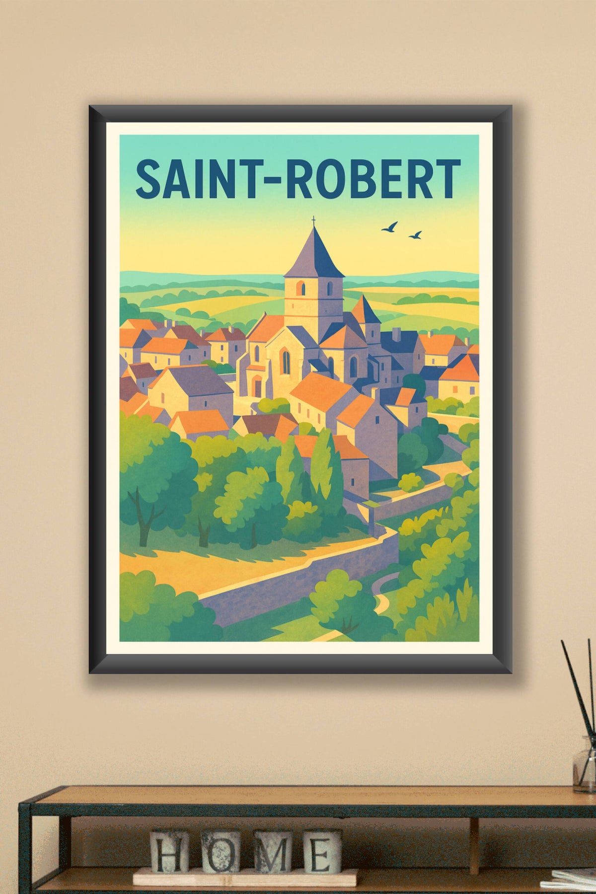Affiche Saint-Robert — Village pittoresque du Limousin · poster d'art de Saint-Robert