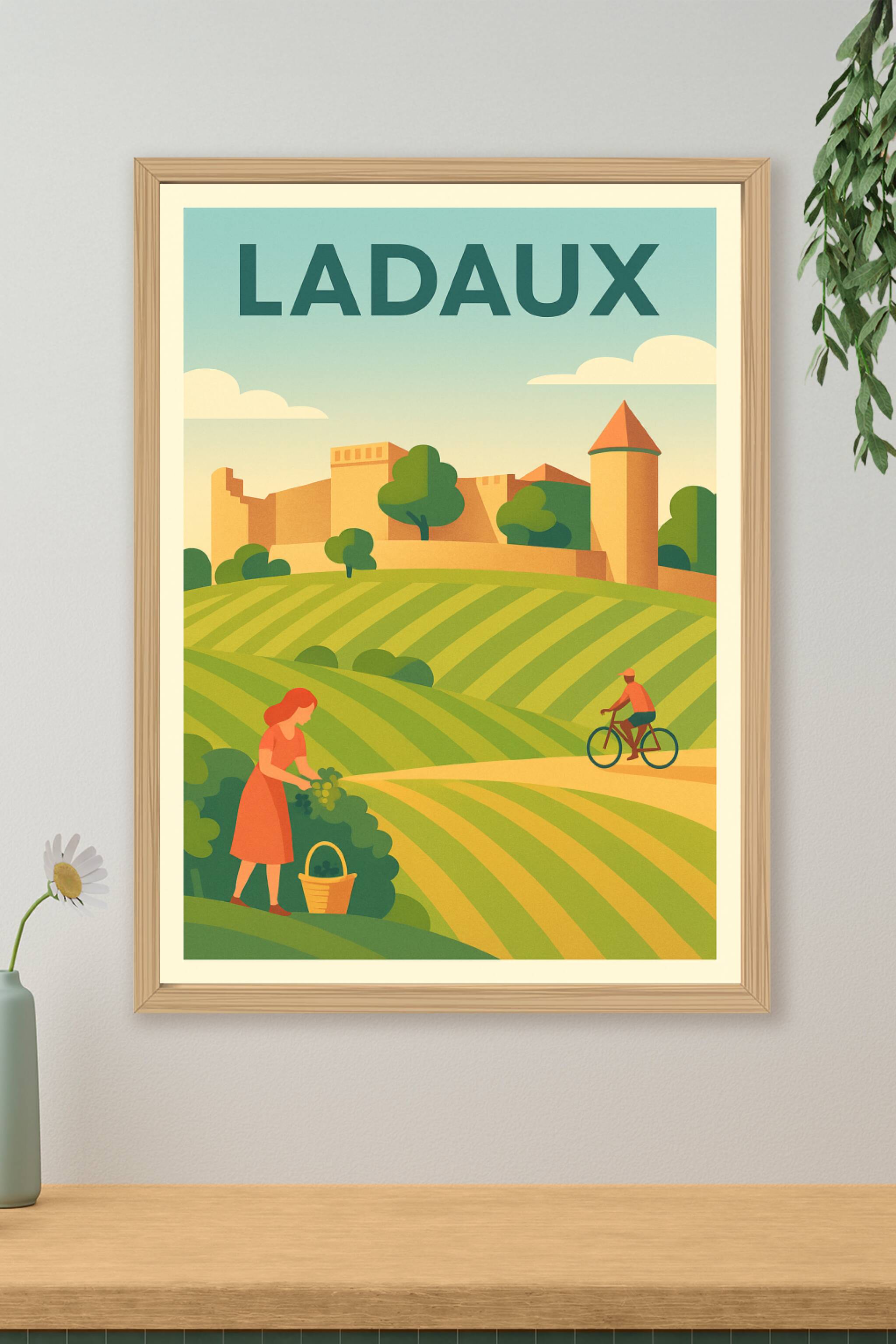 Affiche Ladaux — Évasion champêtre au cœur des vignobles · poster d'art de Ladaux