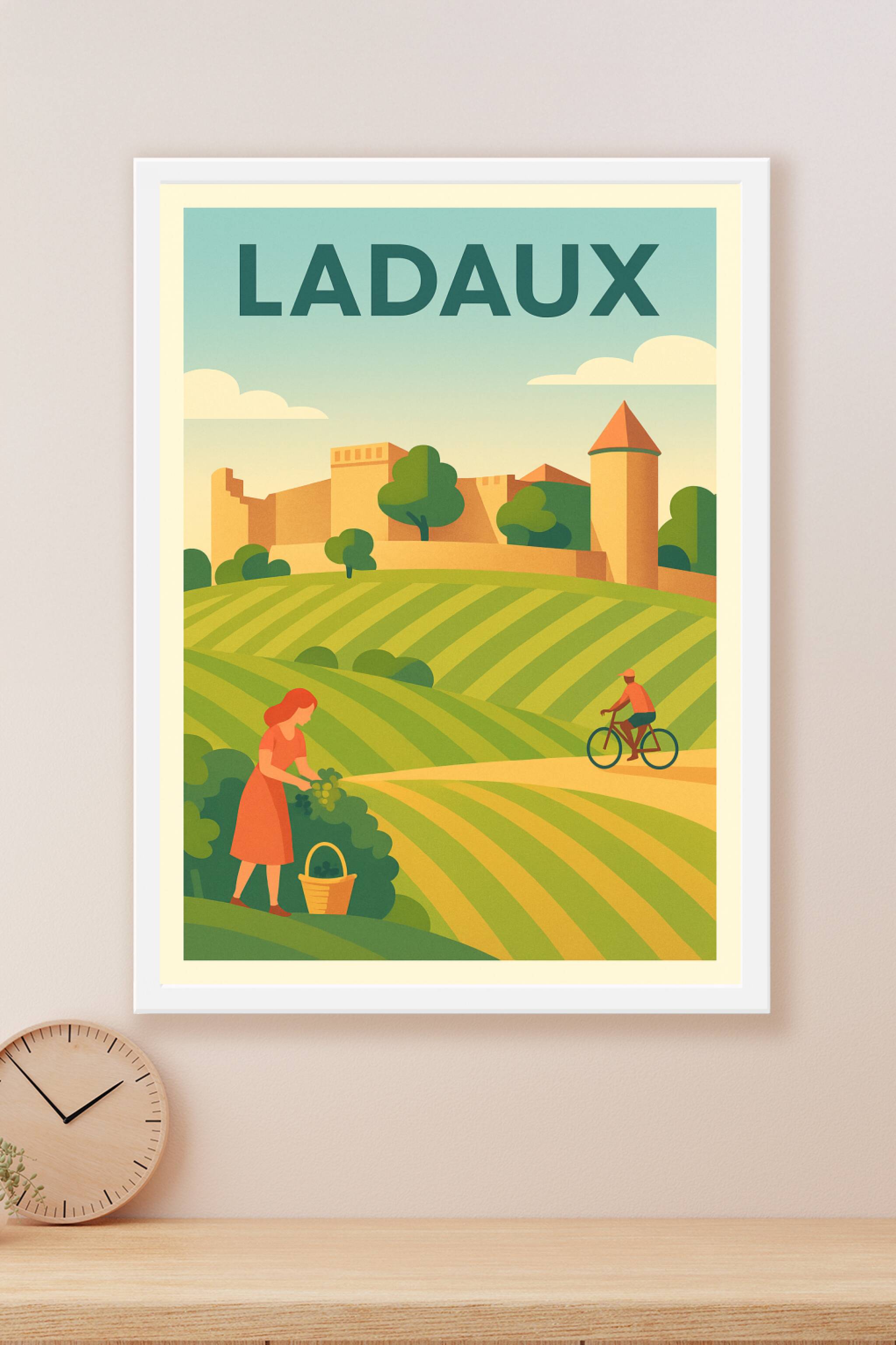 Affiche Ladaux — Évasion champêtre au cœur des vignobles · poster d'art de Ladaux