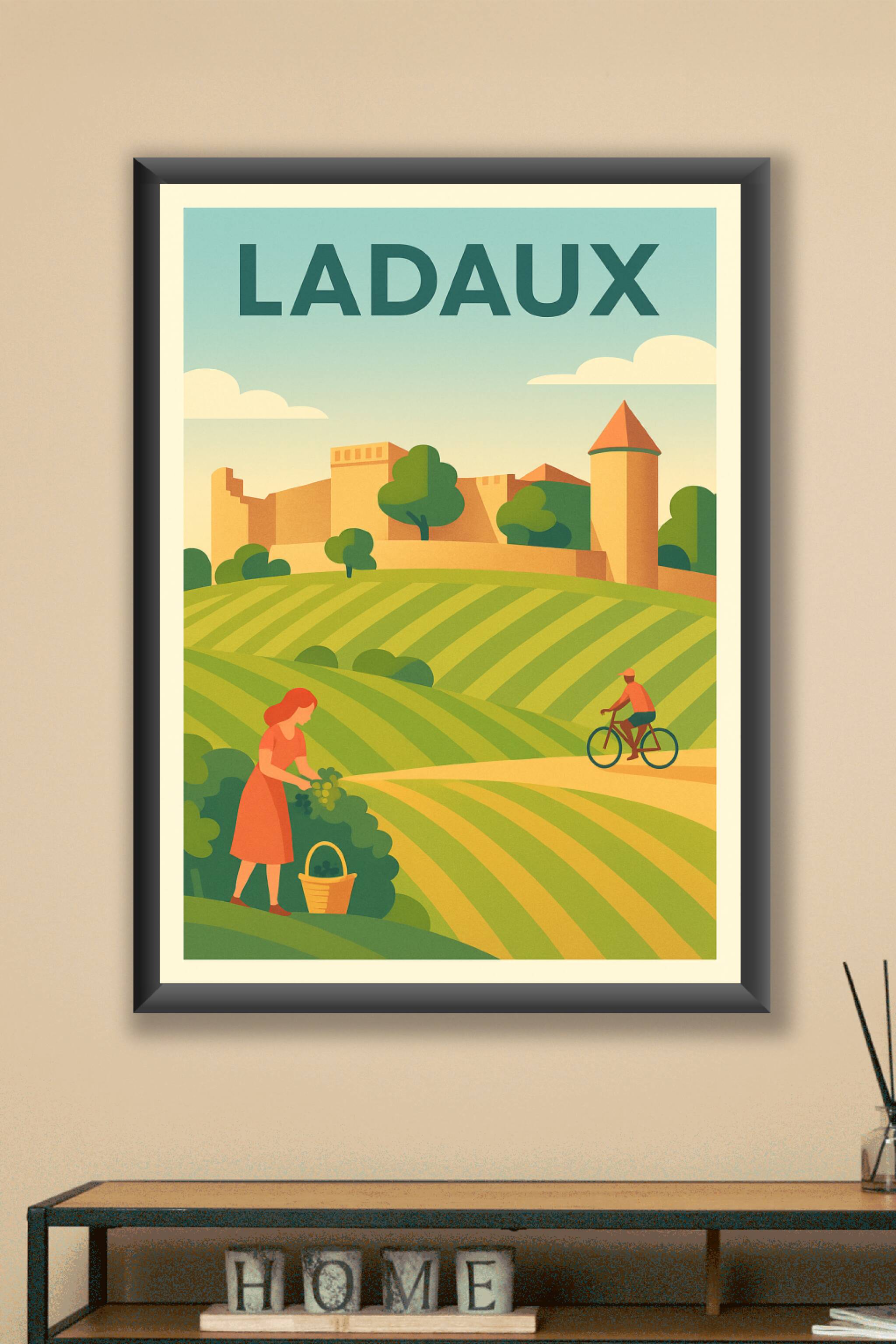 Affiche Ladaux — Évasion champêtre au cœur des vignobles · poster d'art de Ladaux