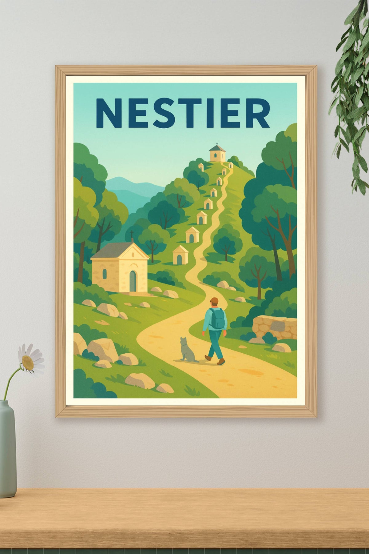 Affiche Nestier — Escapade paisible au cœur des collines · poster d'art de Nestier