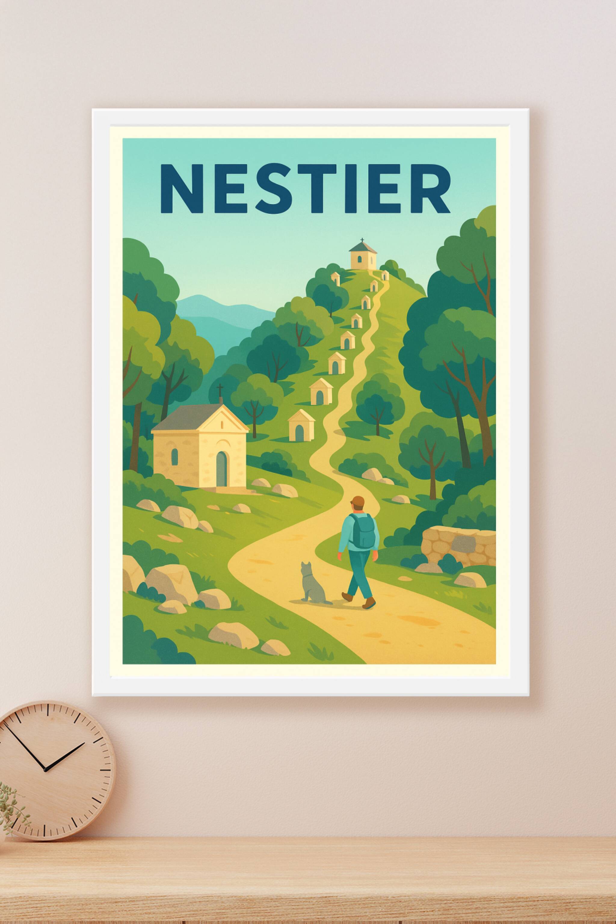 Affiche Nestier — Escapade paisible au cœur des collines · poster d'art de Nestier