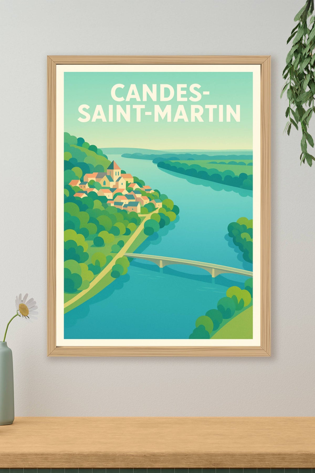 Affiche Candes-Saint-Martin — L'élégance d'un village sur la Loire · poster d'art de Candes-Saint-Martin