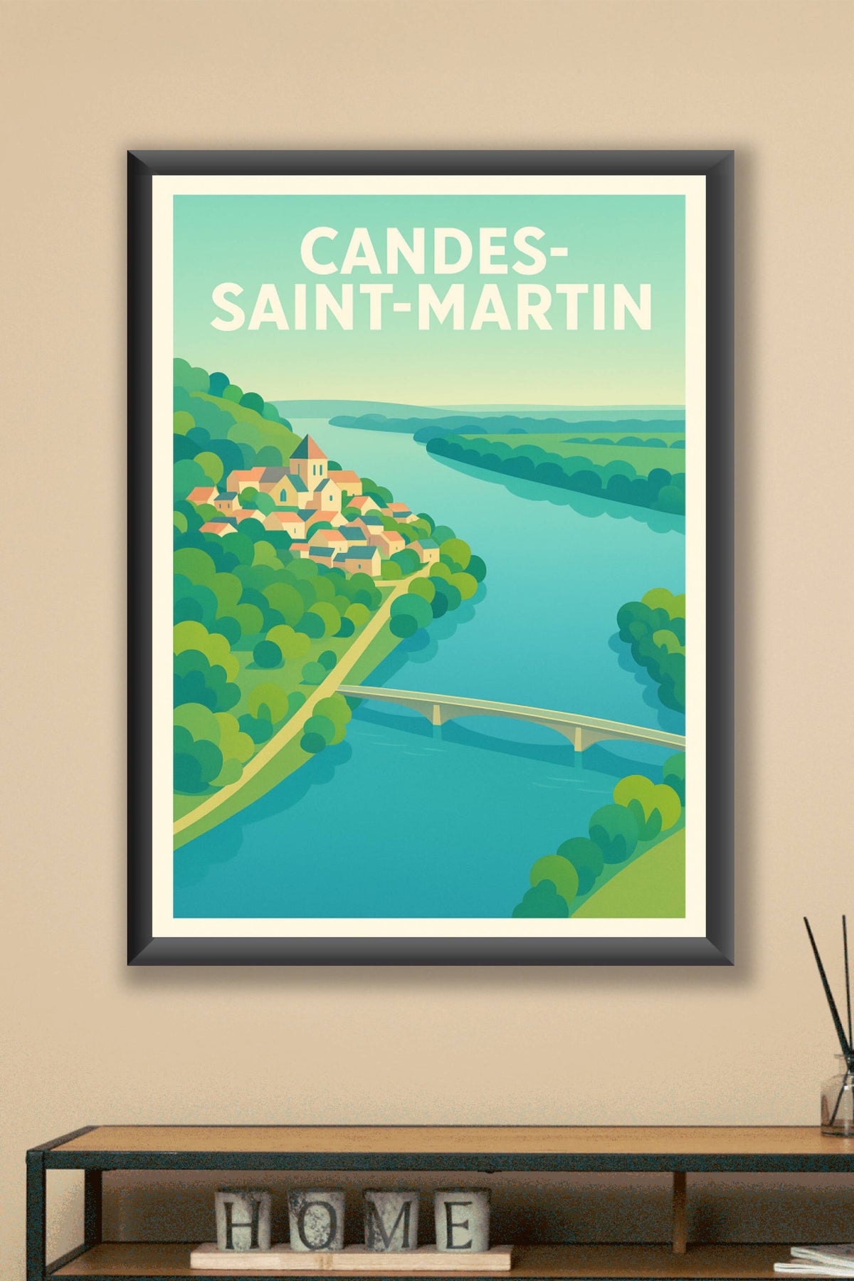 Affiche Candes-Saint-Martin — L'élégance d'un village sur la Loire · poster d'art de Candes-Saint-Martin