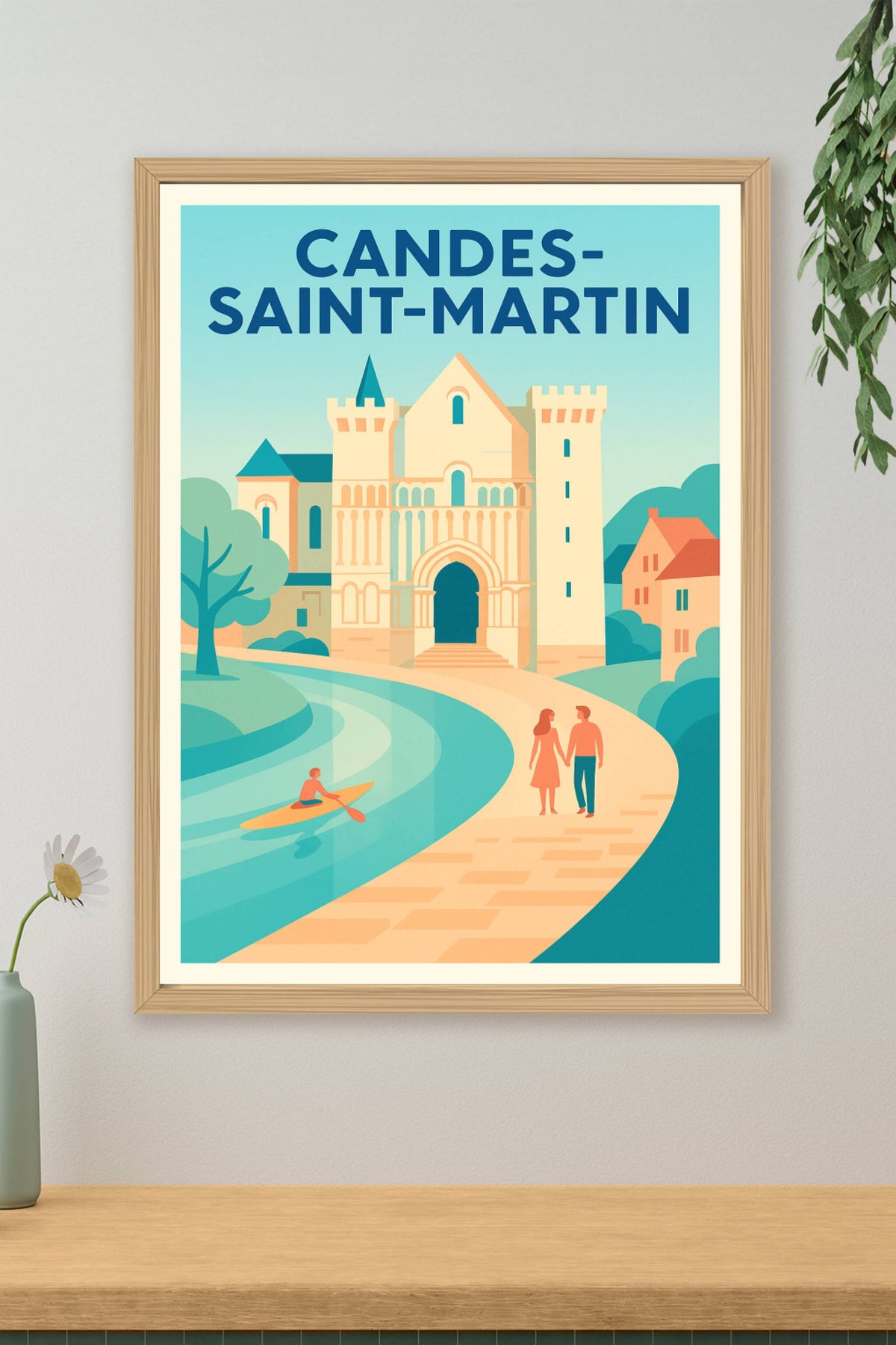 Affiche Candes-Saint-Martin — Charme et sérénité médiévale · poster d'art de Candes-Saint-Martin