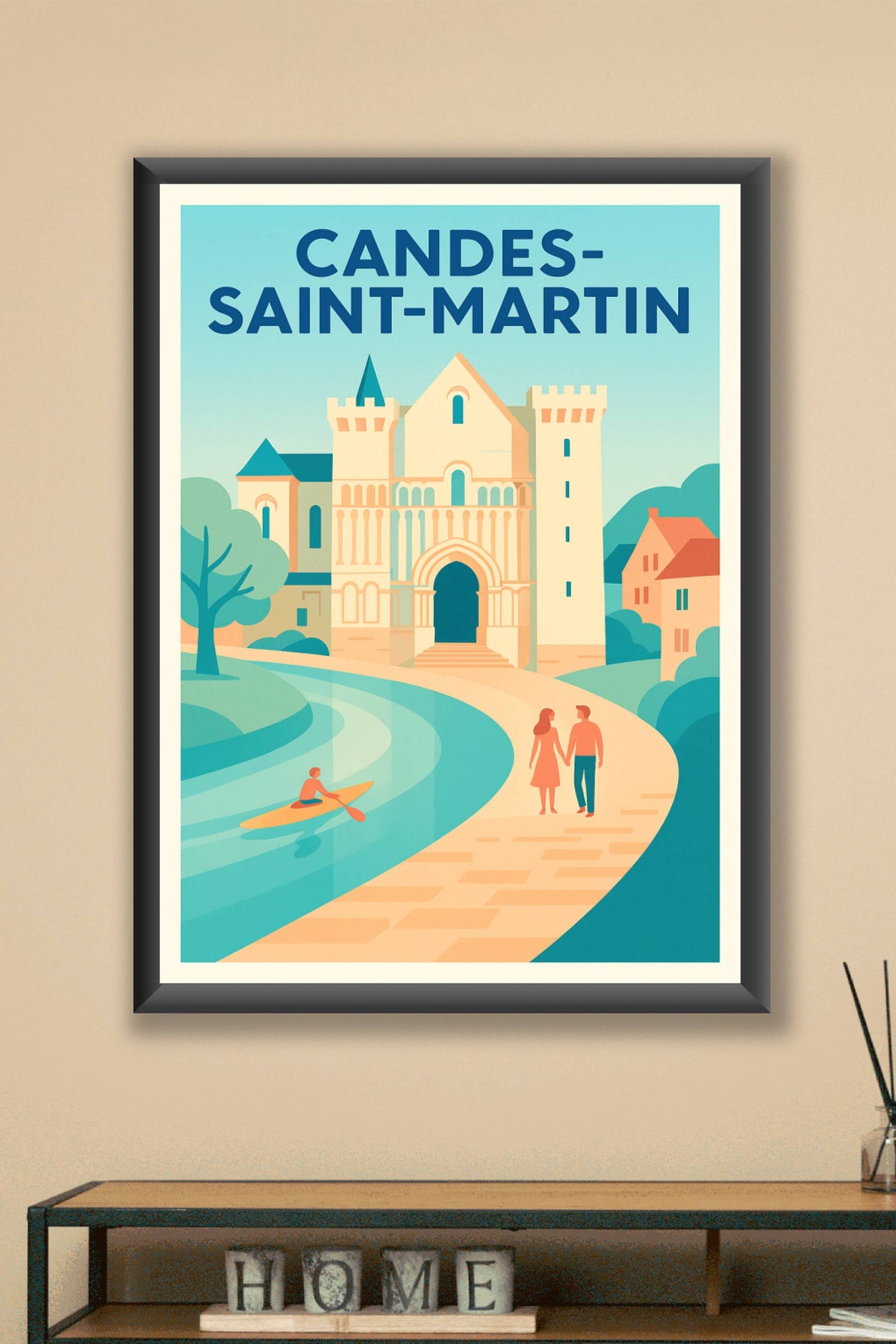 Affiche Candes-Saint-Martin — Charme et sérénité médiévale · poster d'art de Candes-Saint-Martin