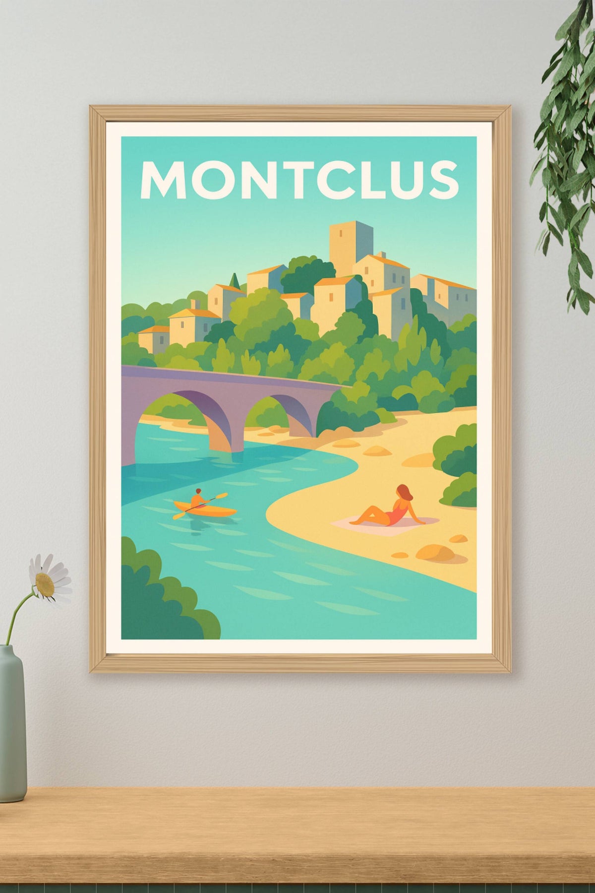 Affiche Montclus — Havre de paix au bord de l'eau · poster d'art de Montclus