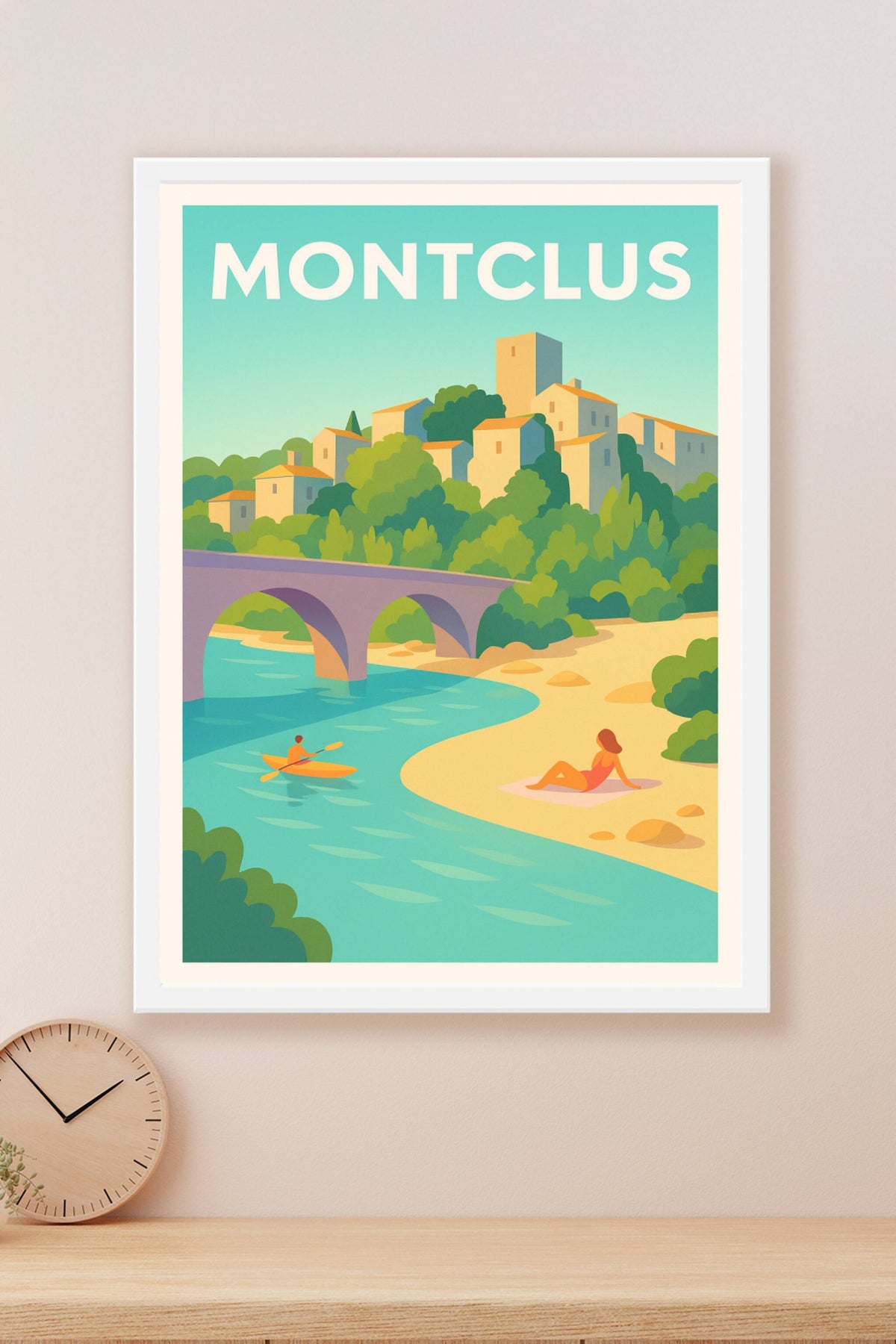 Affiche Montclus — Havre de paix au bord de l'eau · poster d'art de Montclus