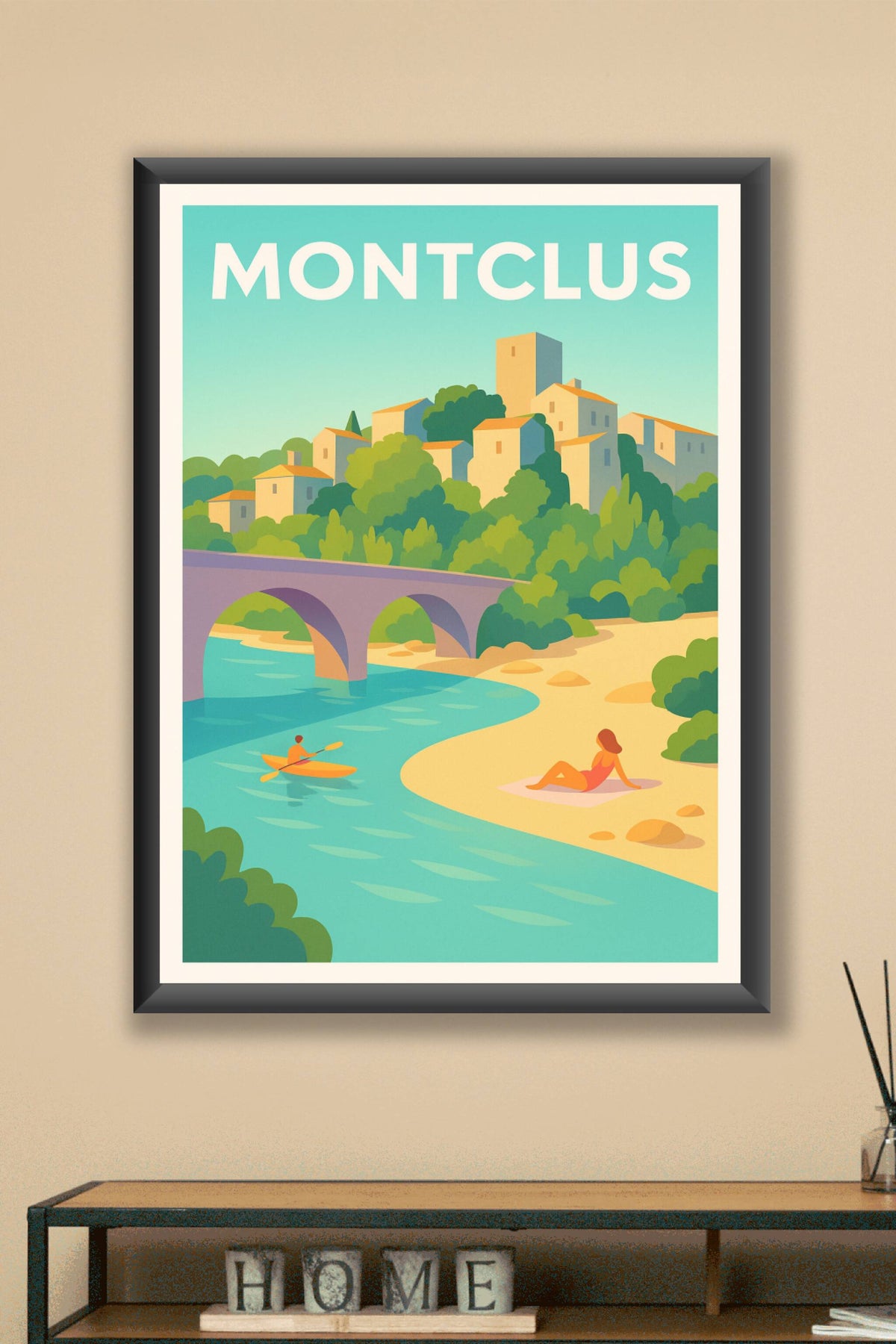 Affiche Montclus — Havre de paix au bord de l'eau · poster d'art de Montclus