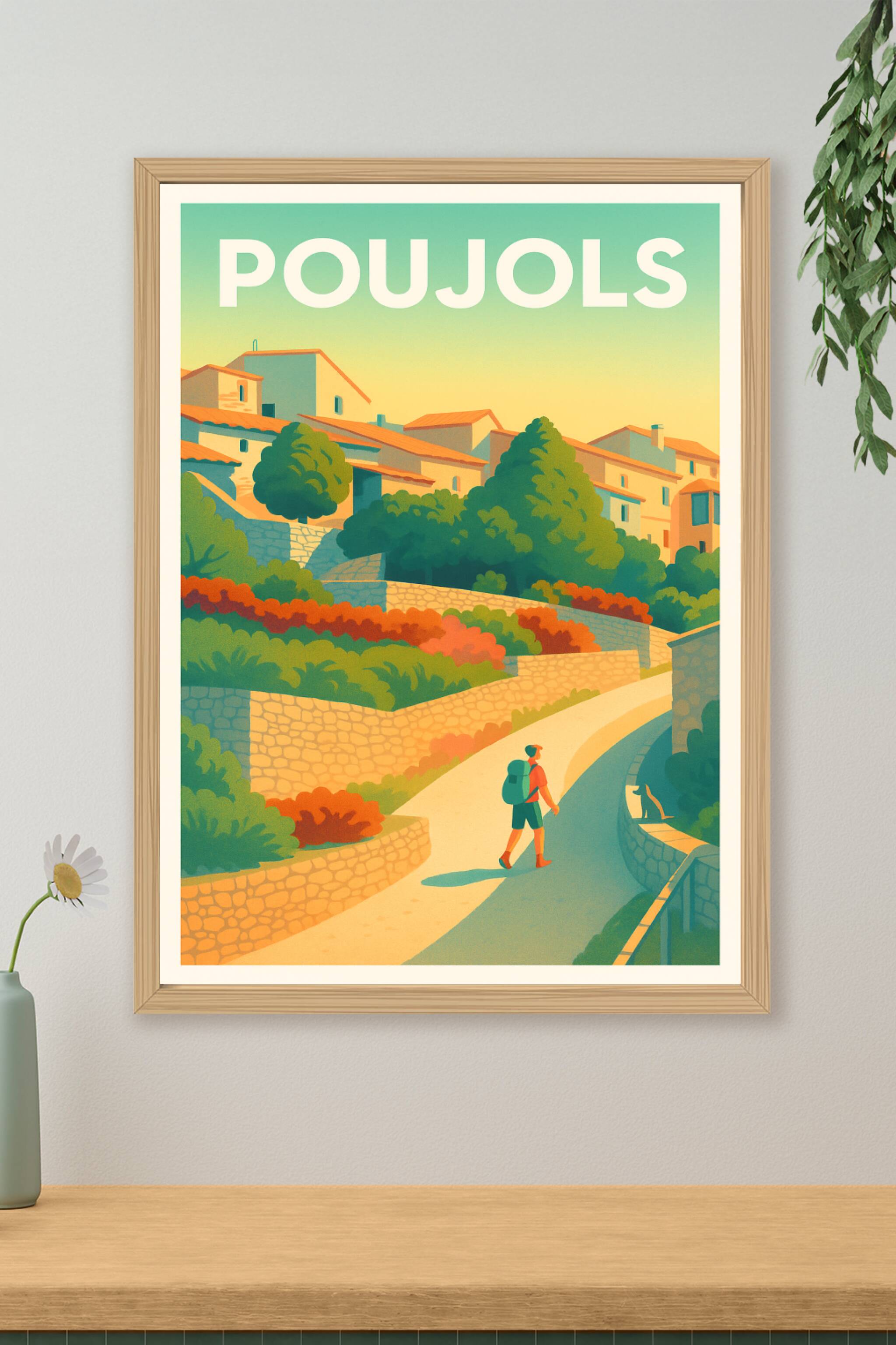 Affiche Poujols — Randonnée et charme méditerranéen · poster d'art de Poujols