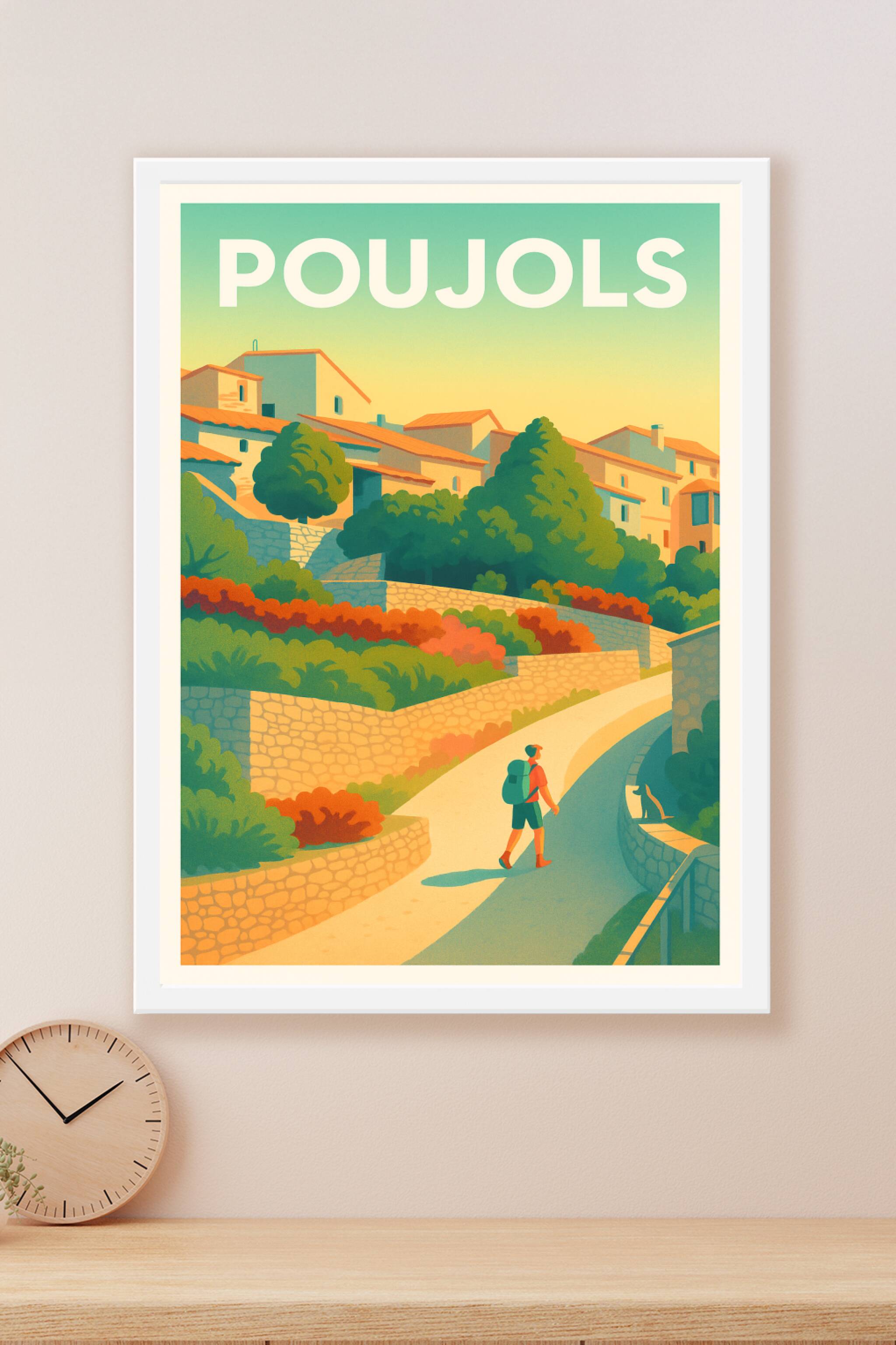 Affiche Poujols — Randonnée et charme méditerranéen · poster d'art de Poujols