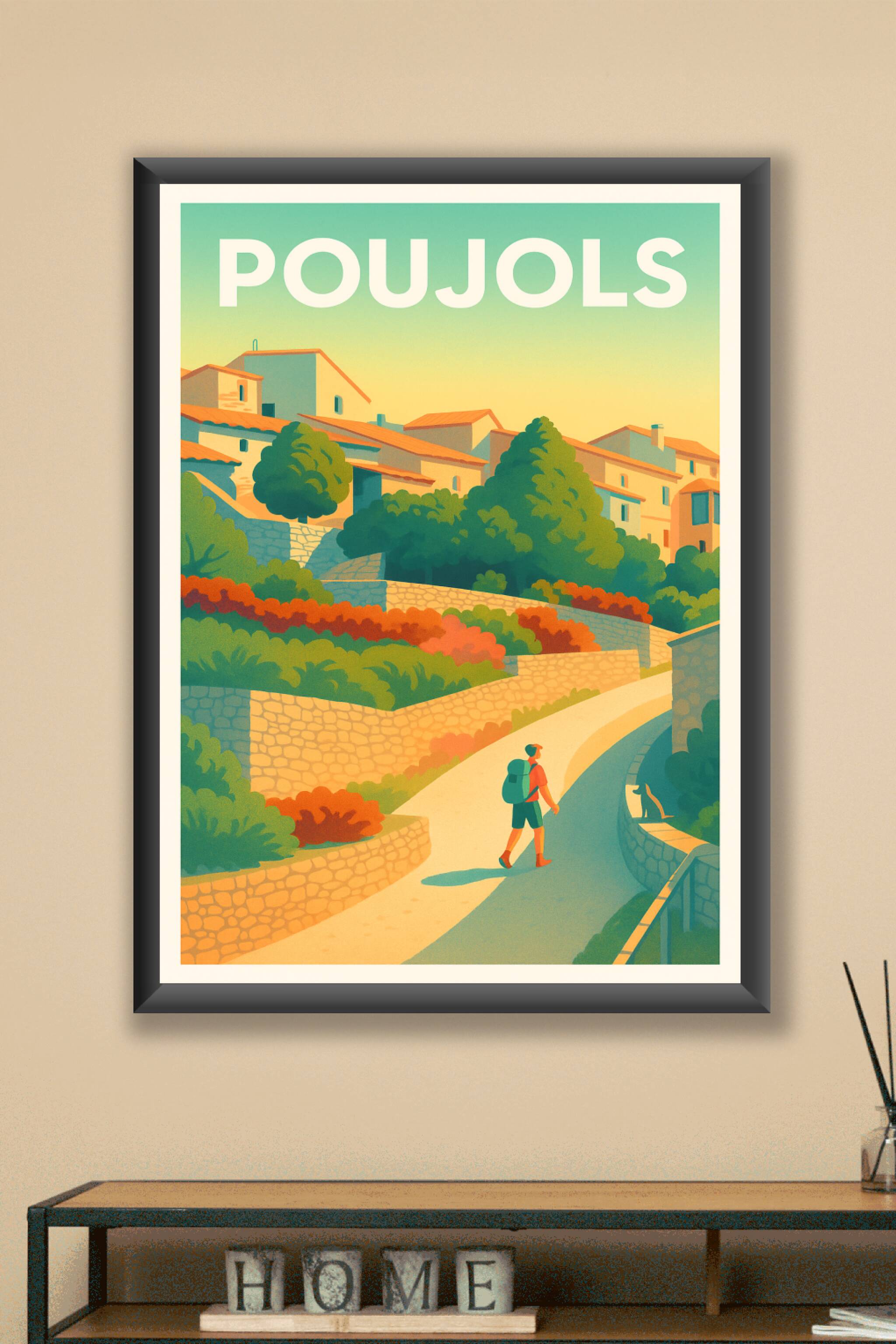 Affiche Poujols — Randonnée et charme méditerranéen · poster d'art de Poujols