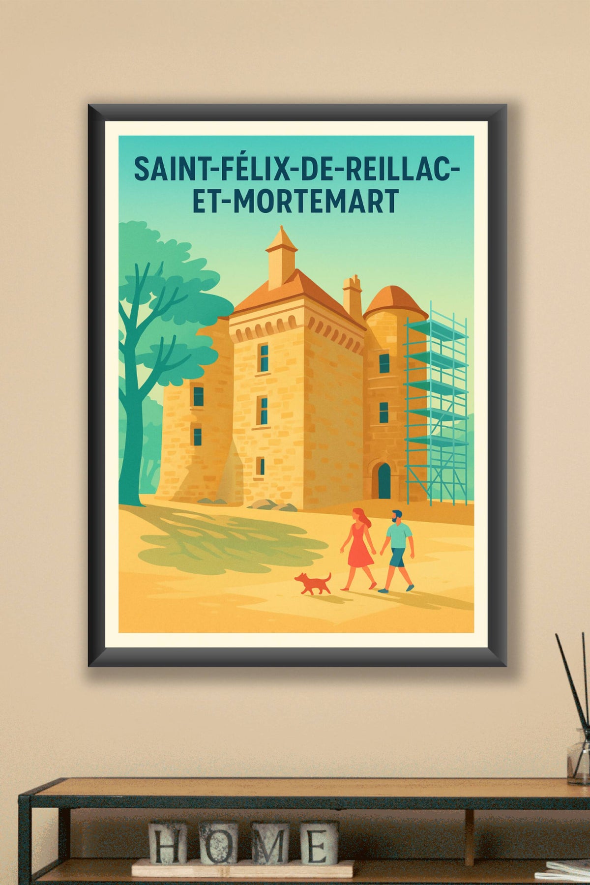 Affiche Saint-Félix-de-Reillac-et-Mortemart — Charme et histoire au cœur de la Dordogne · poster d'art de Saint-Félix-de-Reillac-et-Mortemart