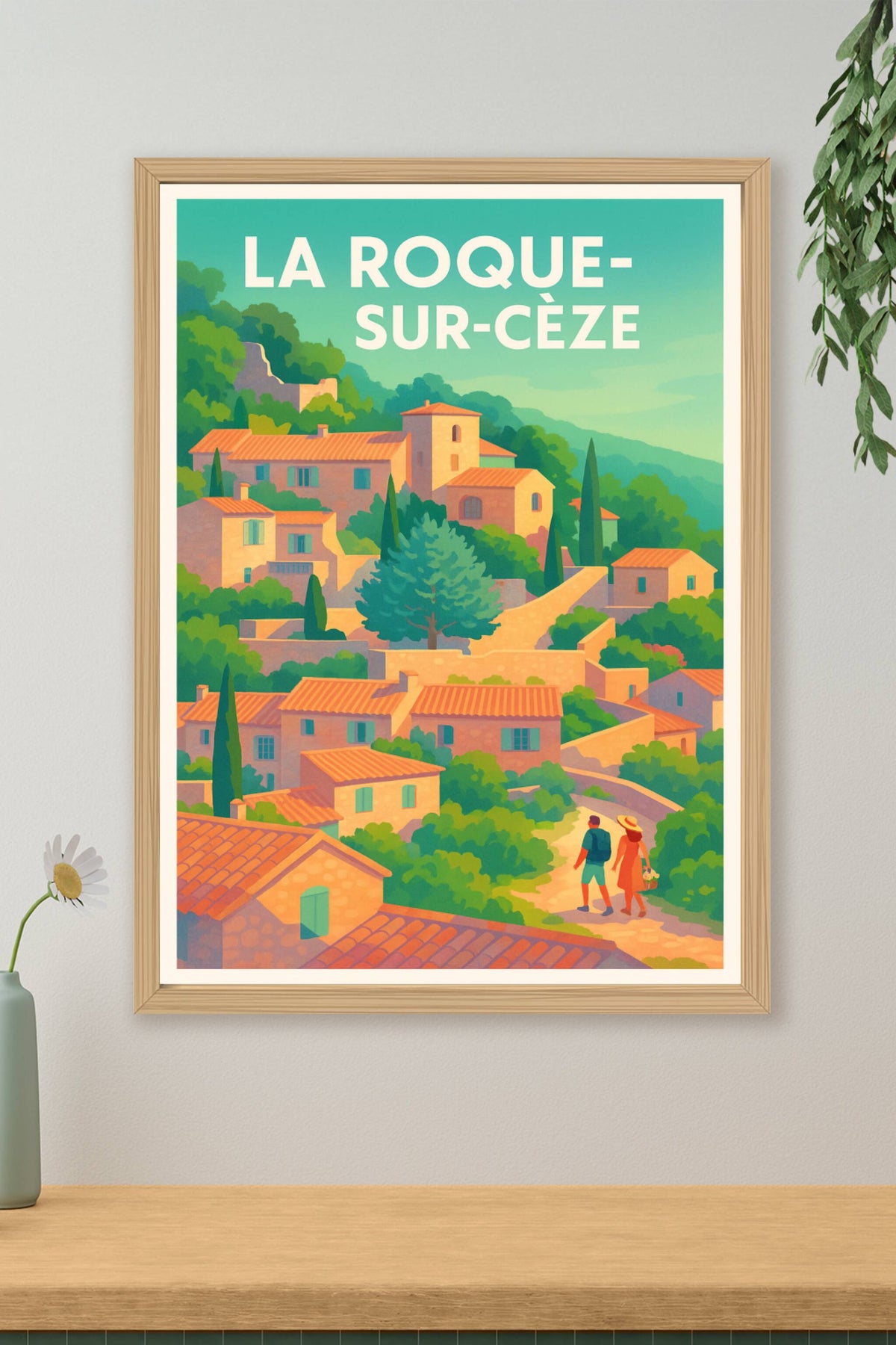 Affiche La Roque-sur-Cèze — Charme et douceur de vivre en Provence · poster d'art de La Roque-sur-Cèze