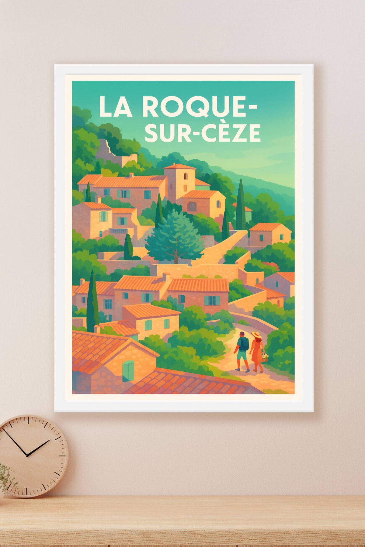 Affiche La Roque-sur-Cèze — Charme et douceur de vivre en Provence · poster d'art de La Roque-sur-Cèze