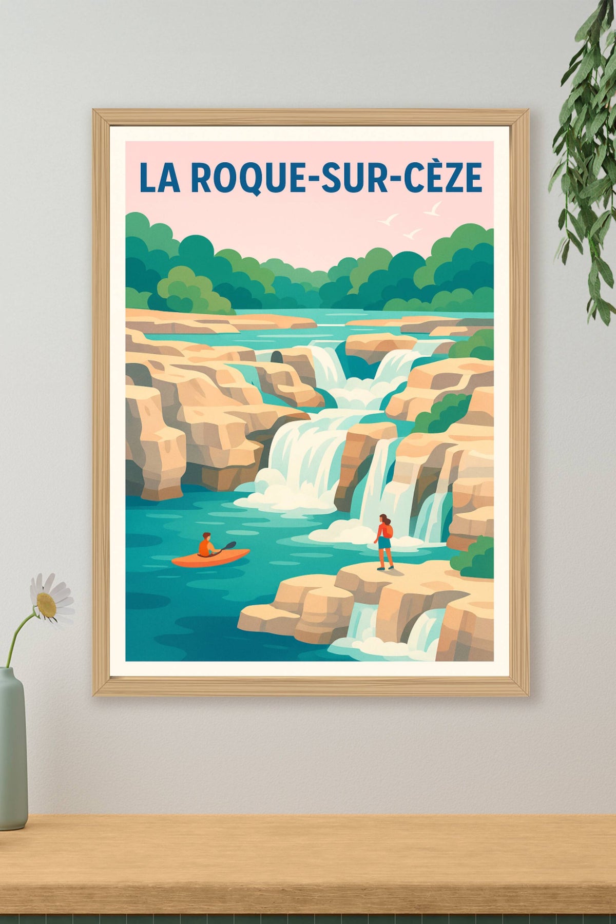 Affiche La Roque-sur-Cèze — Aventures et cascades en pleine nature · poster d'art de La Roque-sur-Cèze