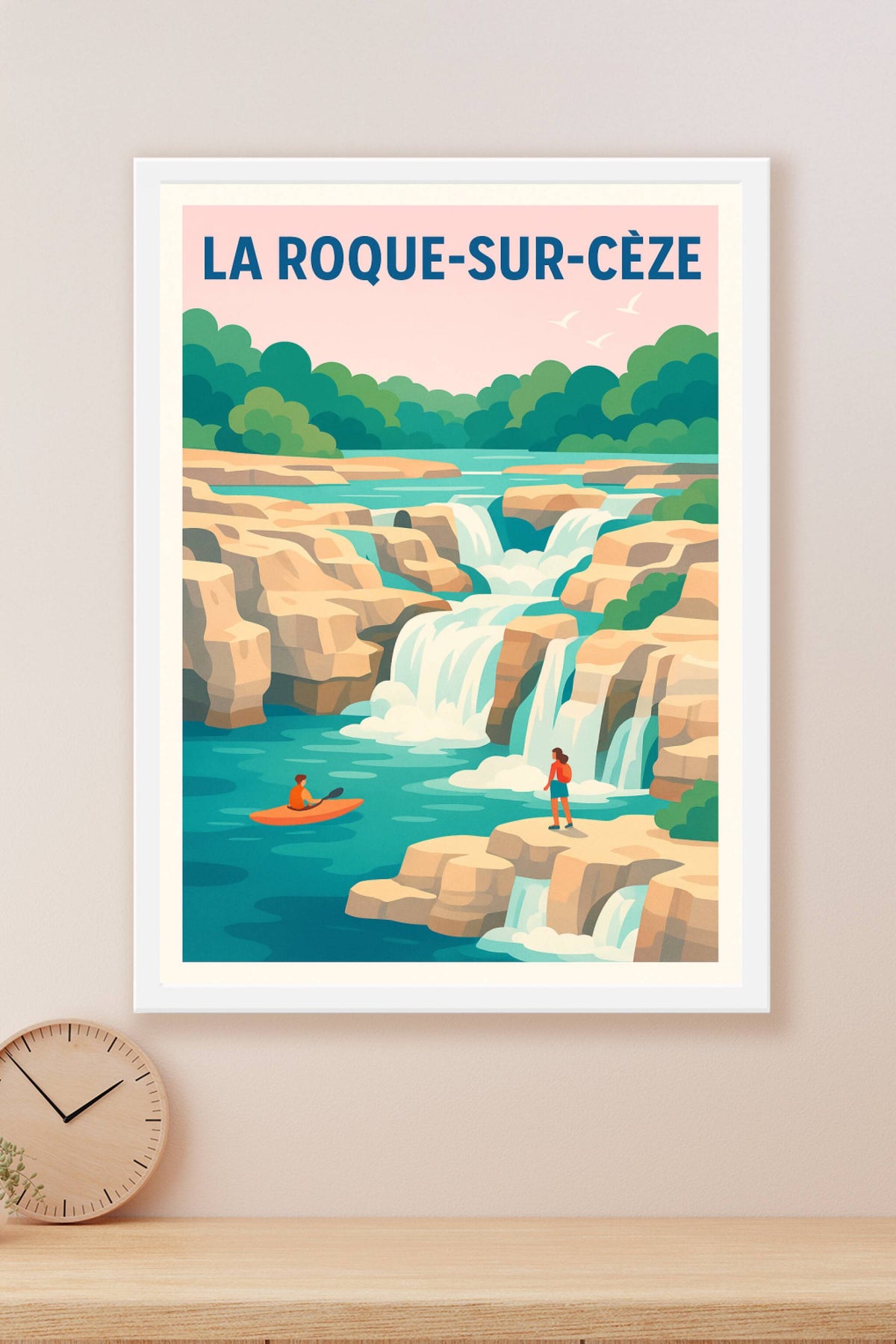 Affiche La Roque-sur-Cèze — Aventures et cascades en pleine nature · poster d'art de La Roque-sur-Cèze