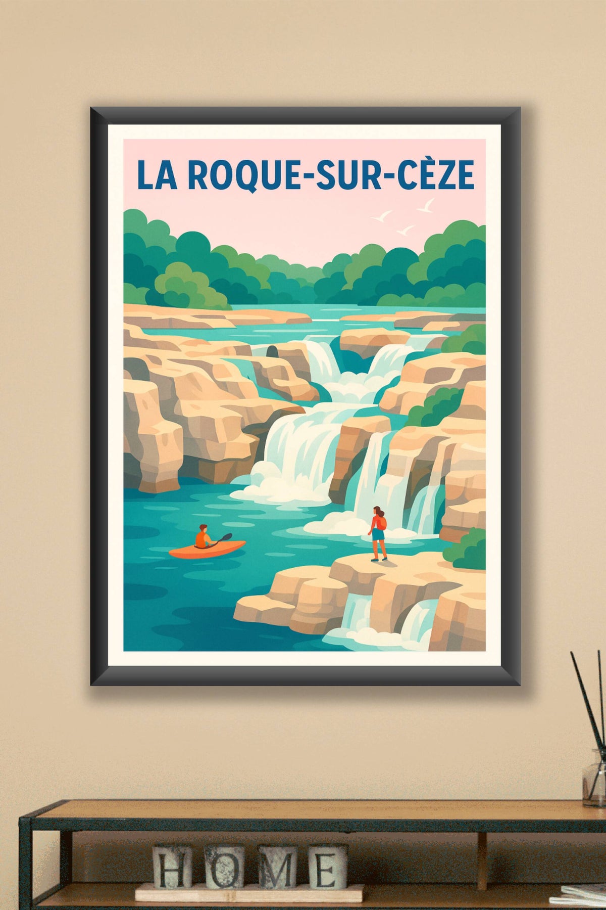 Affiche La Roque-sur-Cèze — Aventures et cascades en pleine nature · poster d'art de La Roque-sur-Cèze