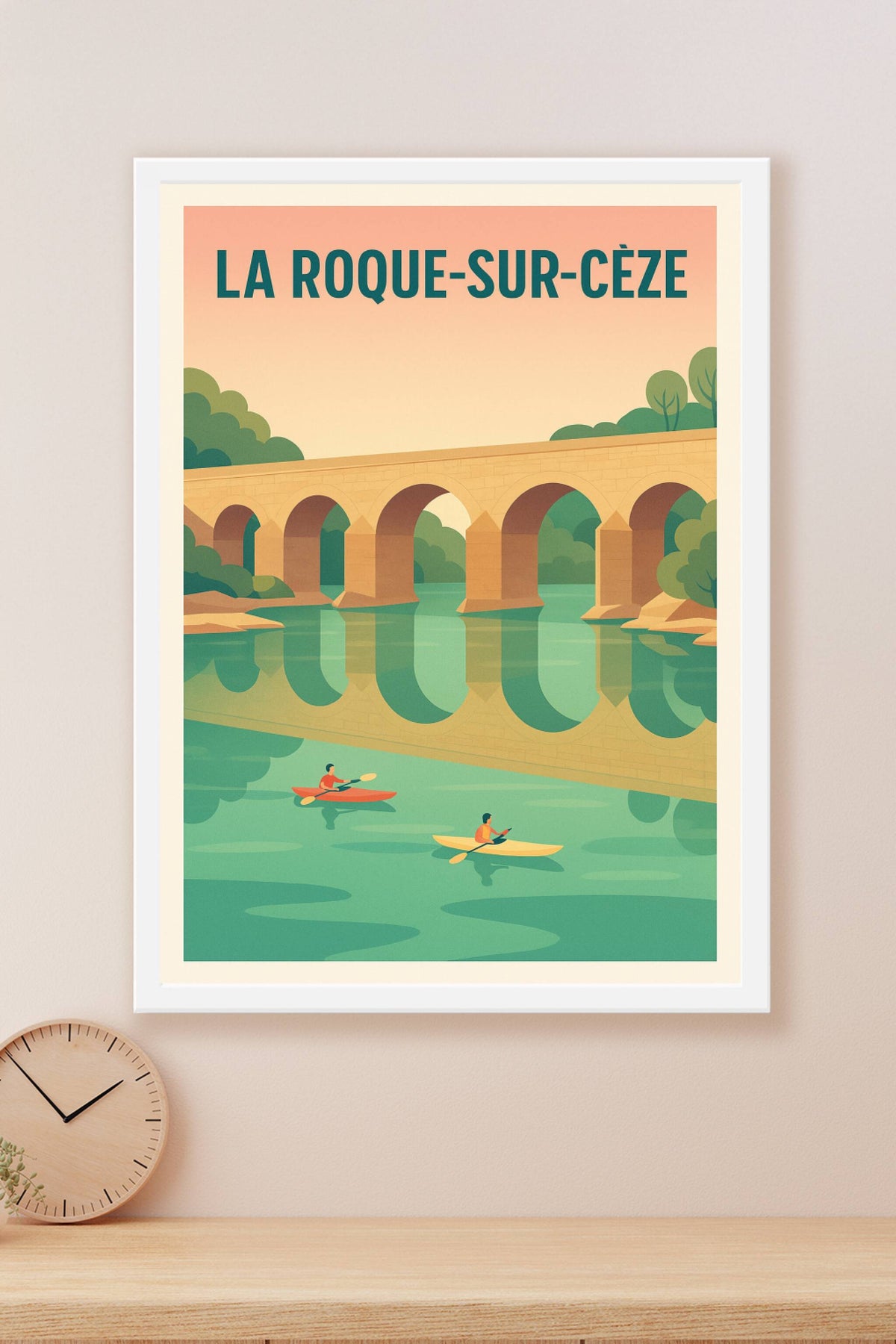 Affiche La Roque-sur-Cèze — L'élégance tranquille du pont médiéval · poster d'art de La Roque-sur-Cèze